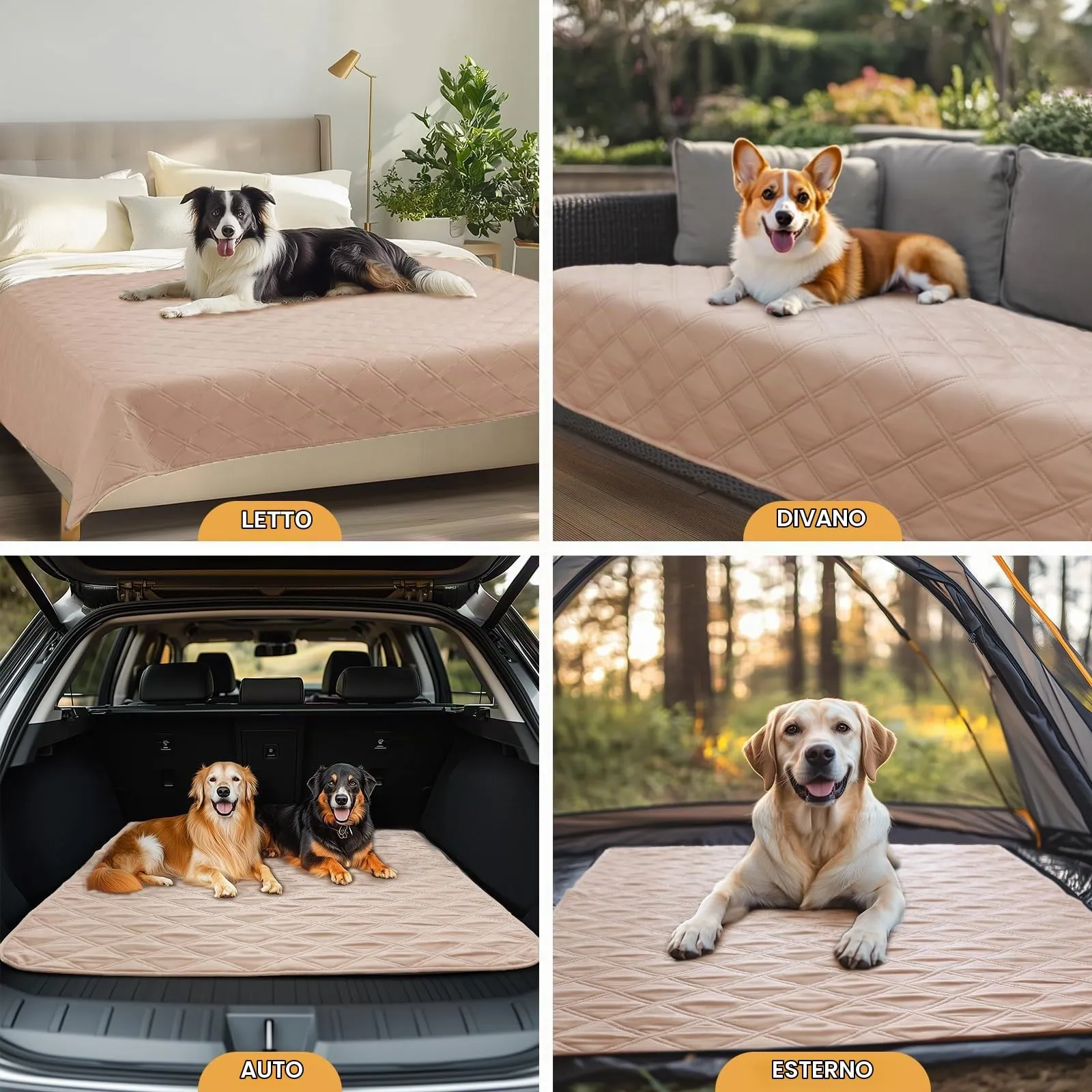 luciphia Copridivano Impermeabile per Cani e Gatti, Tappetino Protezione Mobili Antiscivolo, Beige Kaki, 101 x 127 cm - immagine 3