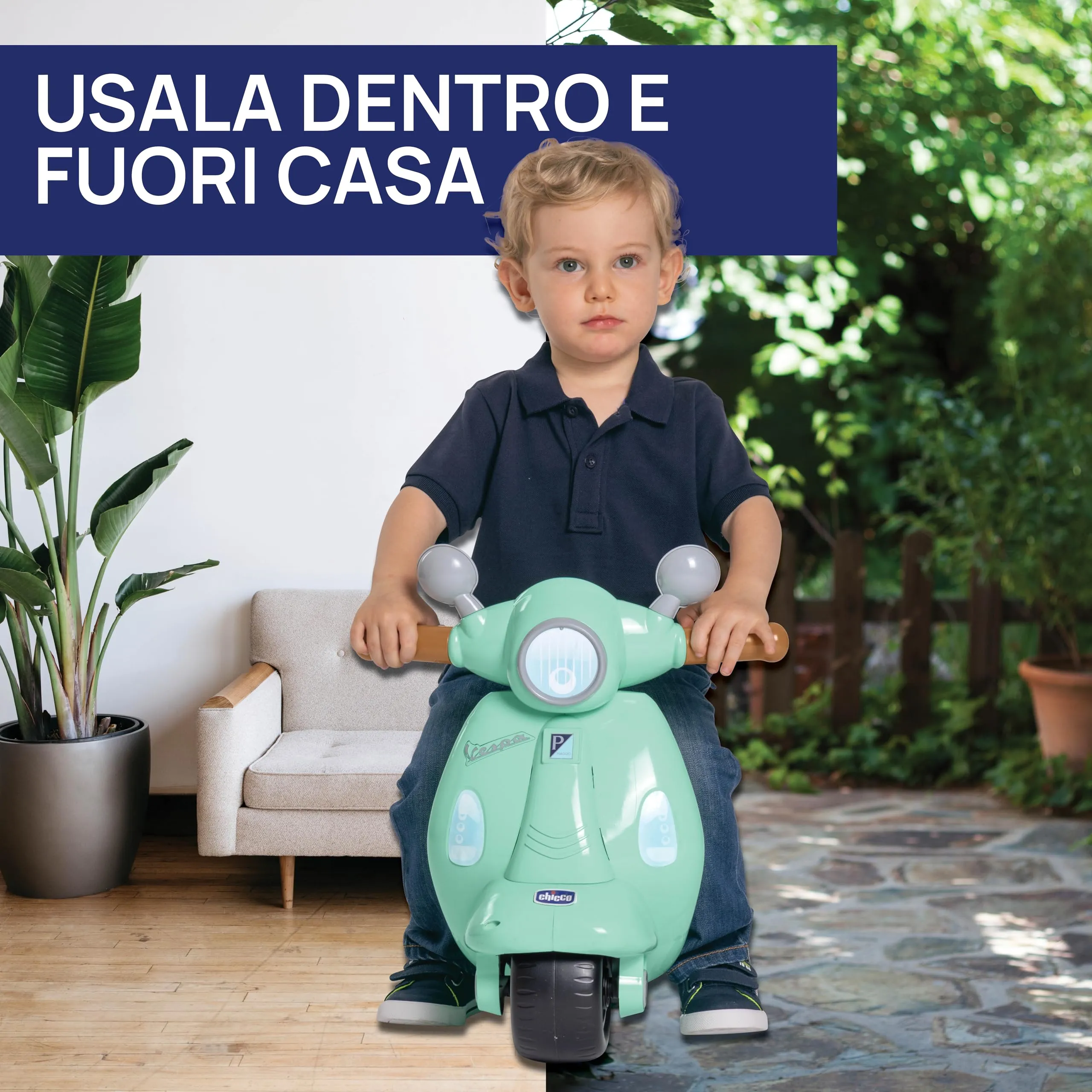 Chicco Vespa Primavera Moto Giocattolo Cavalcabile con Pannello Elettronico, Luci e Suoni, Verde Acqua - immagine 7