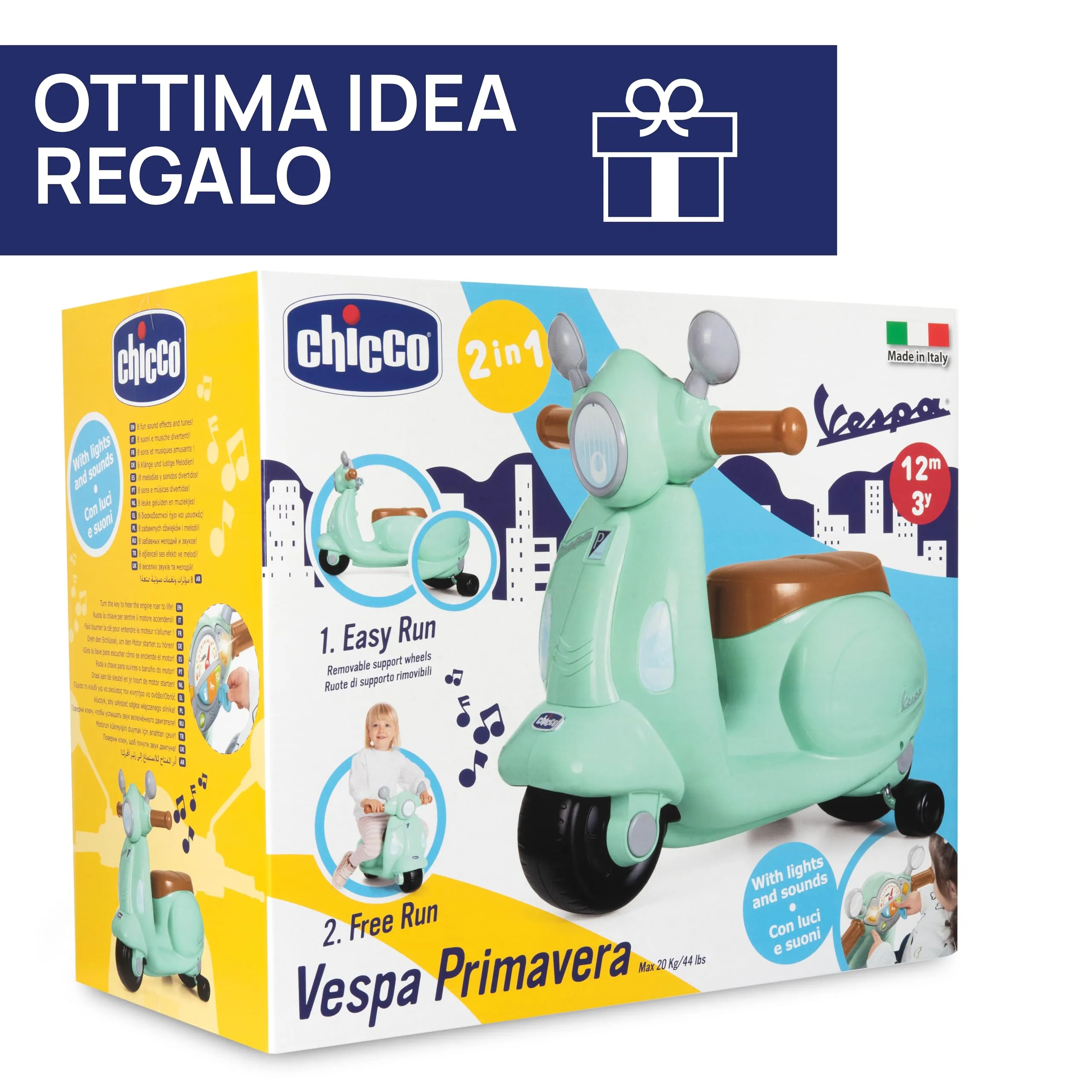 Chicco Vespa Primavera Moto Giocattolo Cavalcabile con Pannello Elettronico, Luci e Suoni, Verde Acqua - immagine 8
