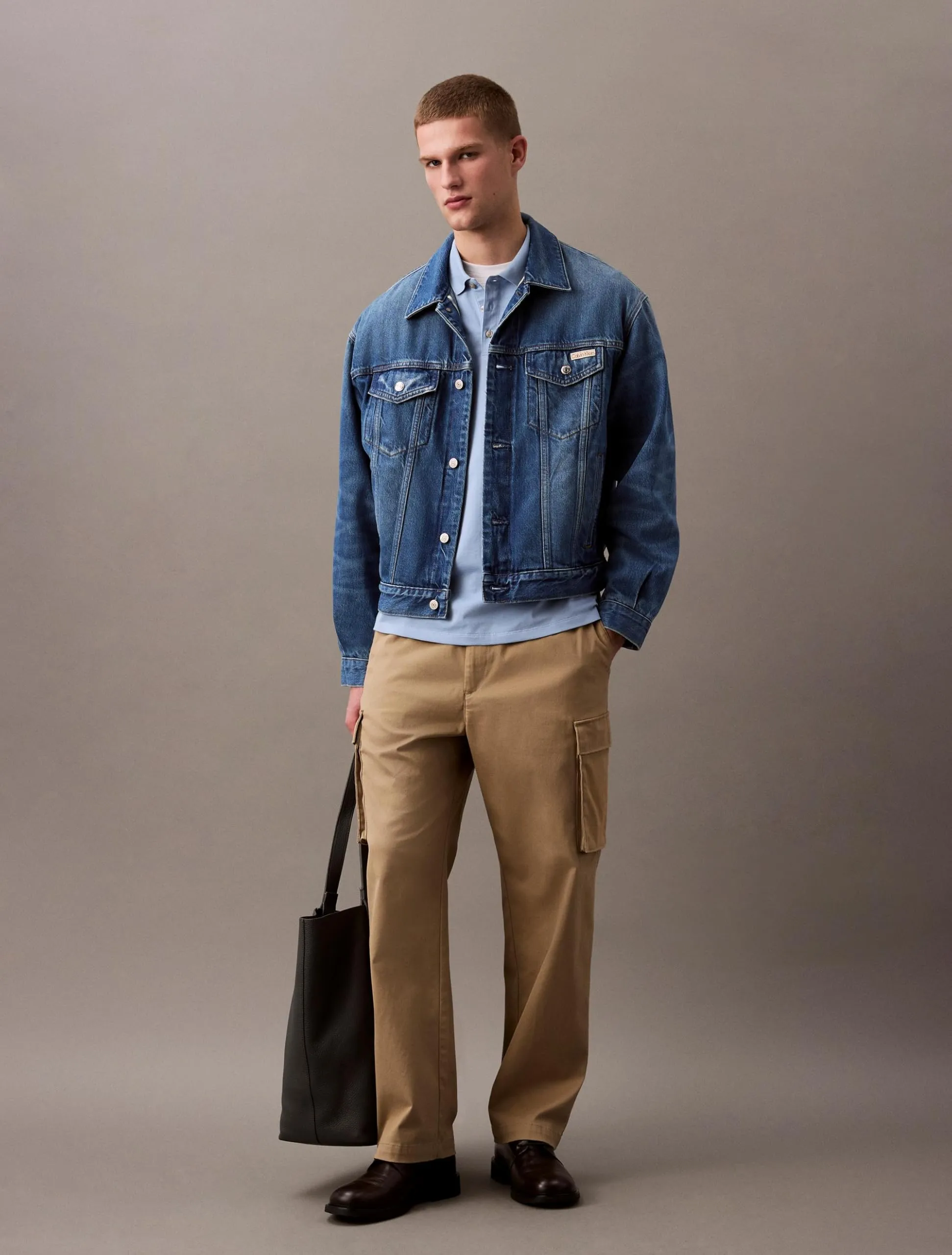 Calvin Klein Polo da uomo in cotone liscio con logo monogramma, Acqua Pozzo, XXL - immagine 2