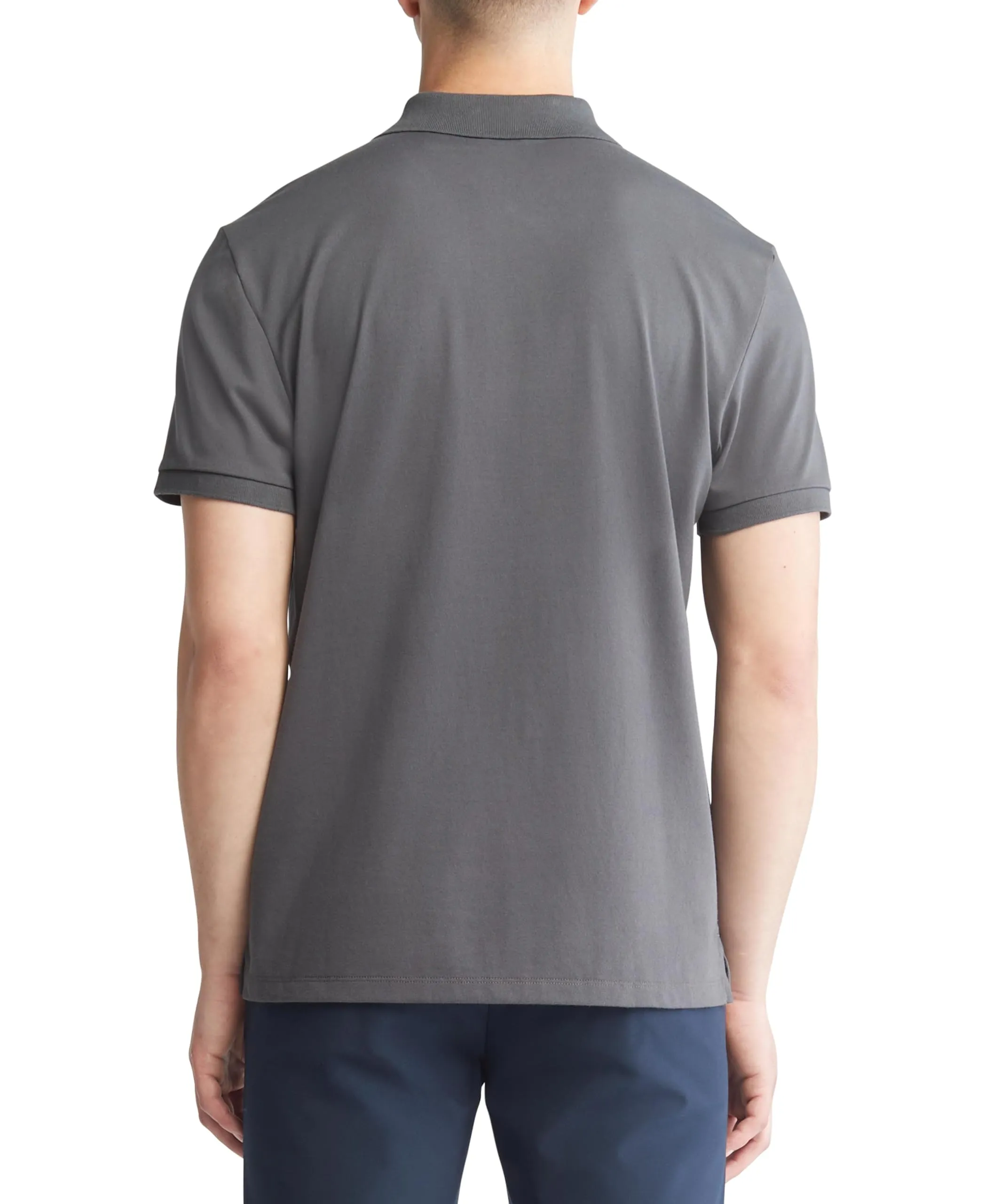 Calvin Klein Polo da uomo in cotone liscio con logo monogramma, Ferro Forgiato, XS - immagine 2