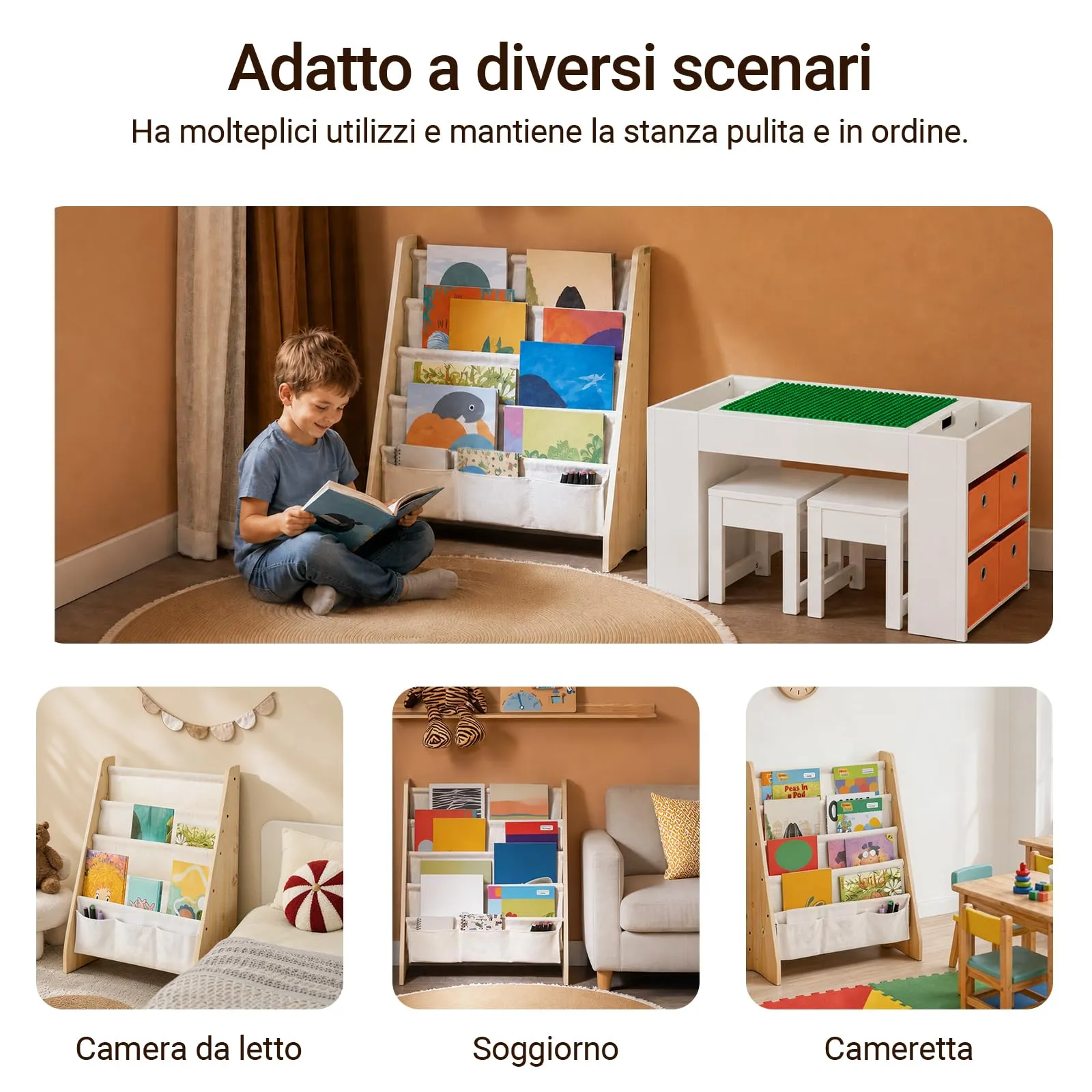 SoBuy Libreria Montessoriana per Bambini con 4 Scomparti, 63x28x76 cm - immagine 7