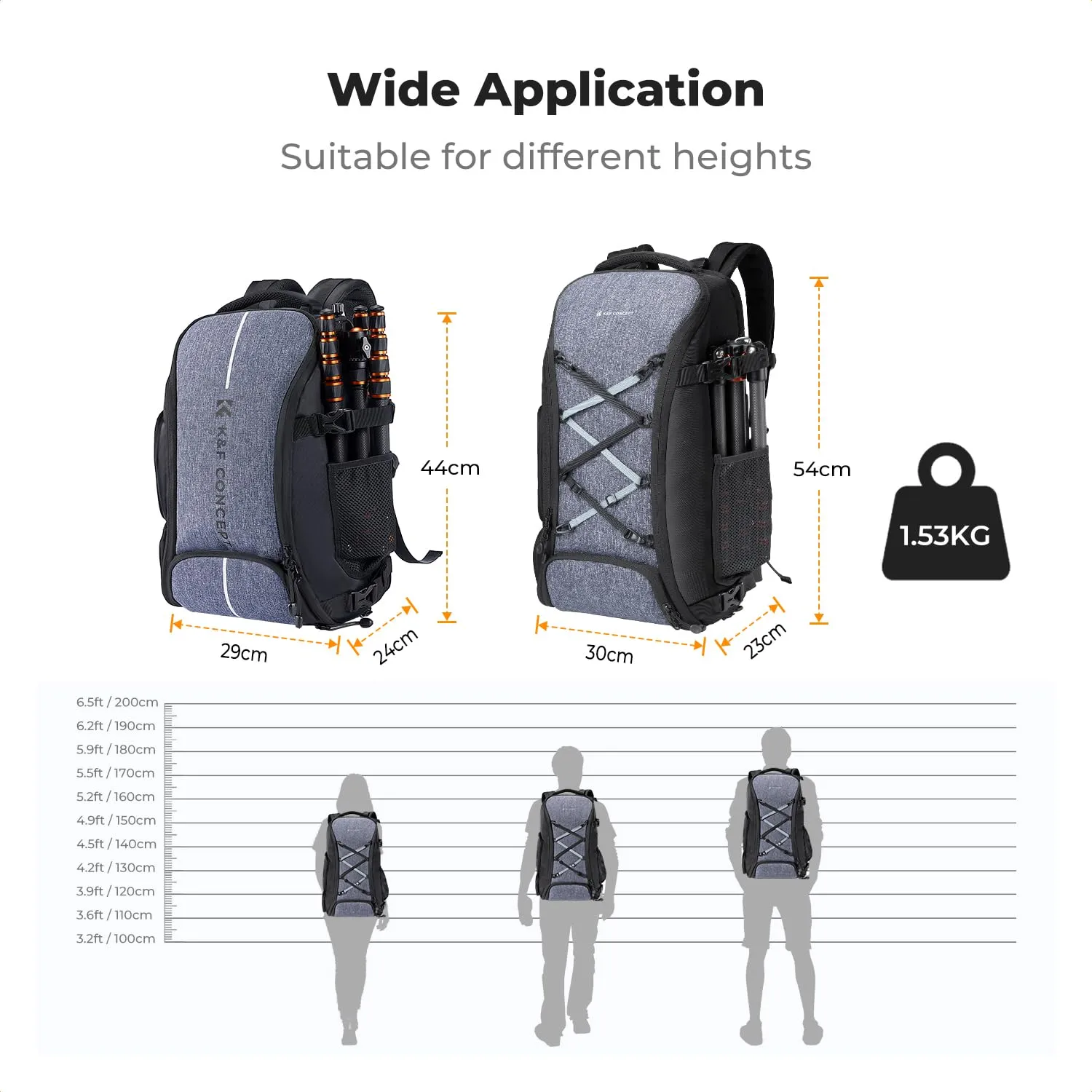 K&F Concept Zaino Fotografico 30L Impermeabile, Nero Grigio - immagine 7