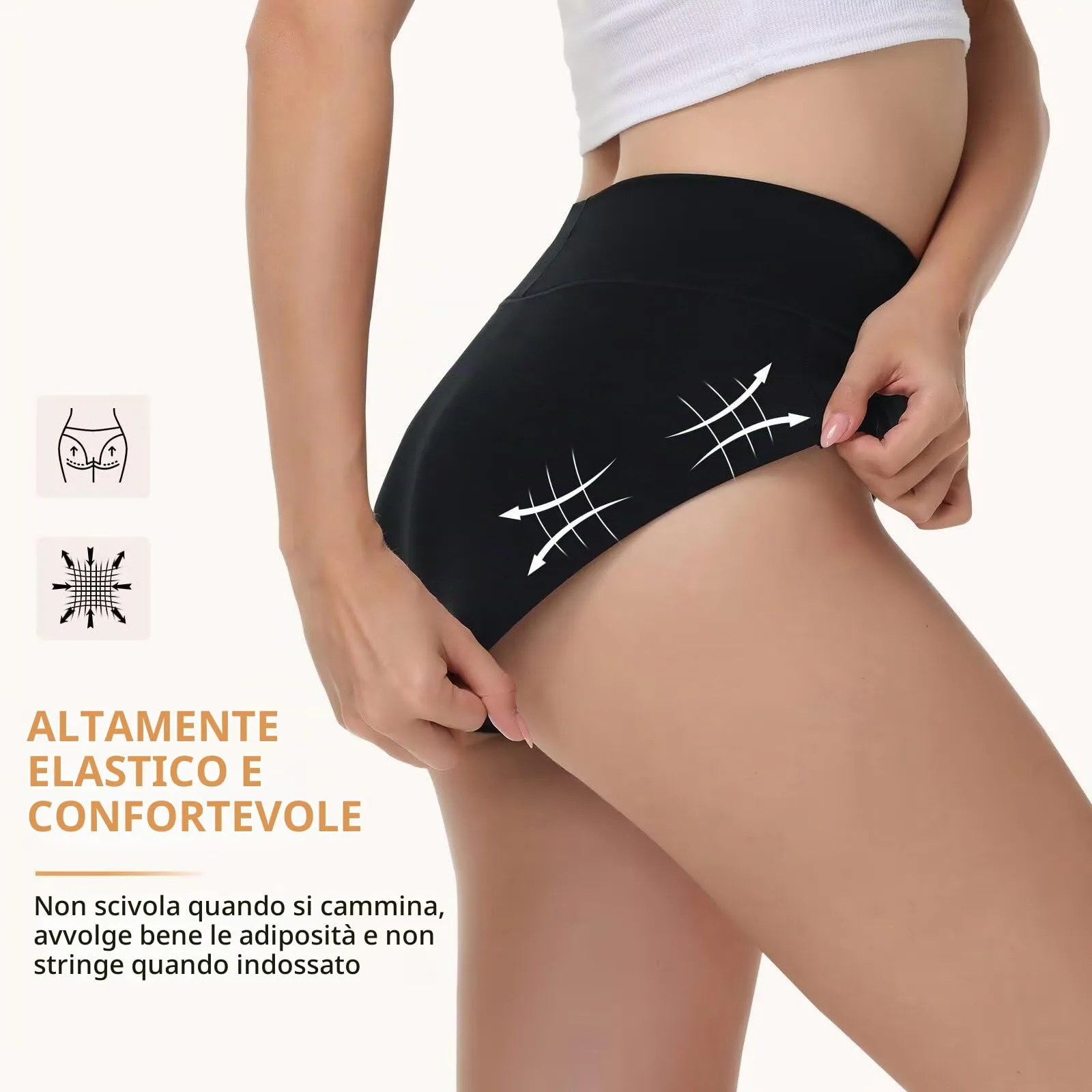 NUOZA Slip Donna in Cotone Post Parto a Vita Alta, Pacco da 5, Nero Grigio, XL - immagine 5