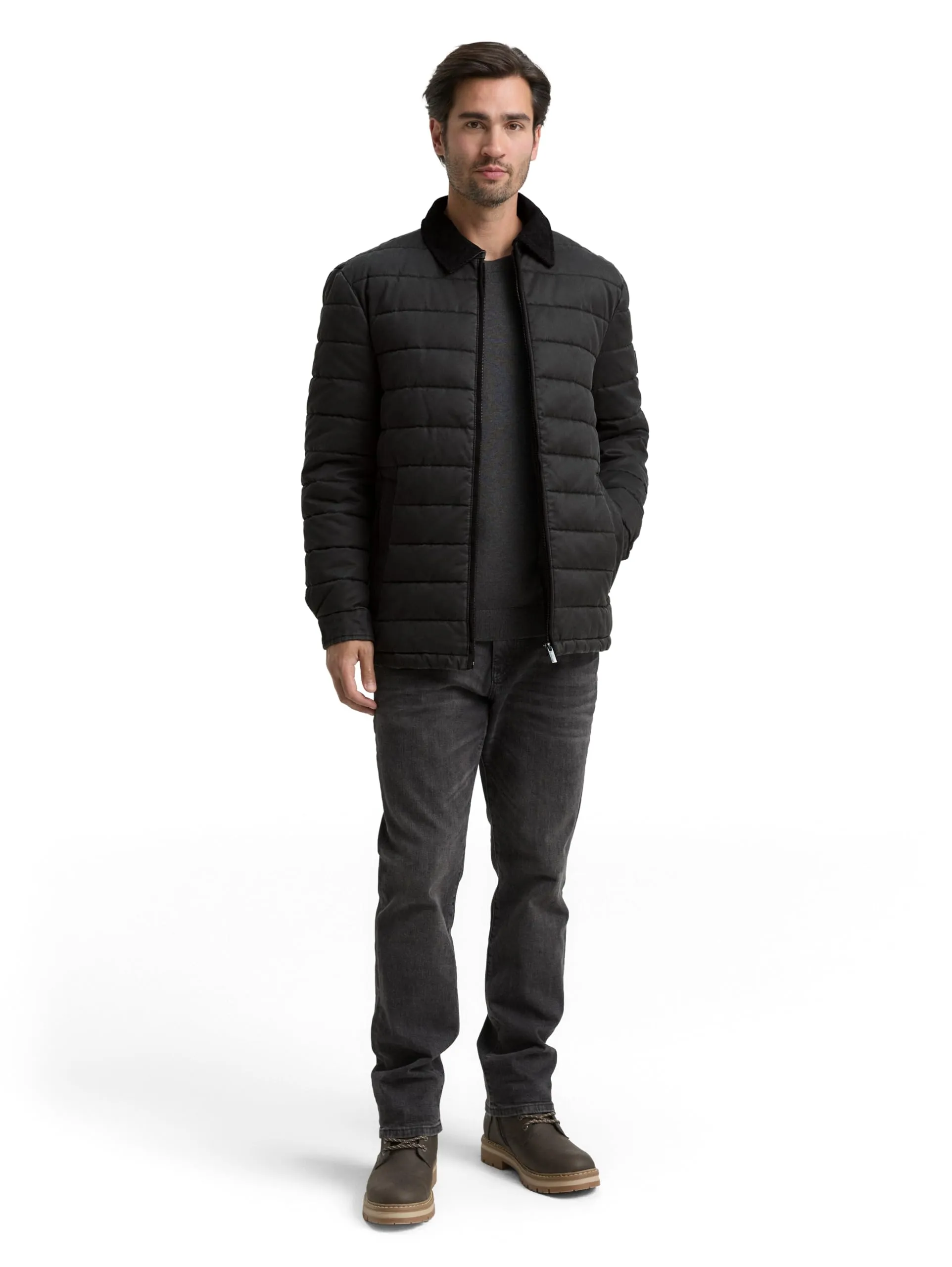 Tom Tailor Giacca da Uomo 1048277 Black Grey Melange, L - immagine 2