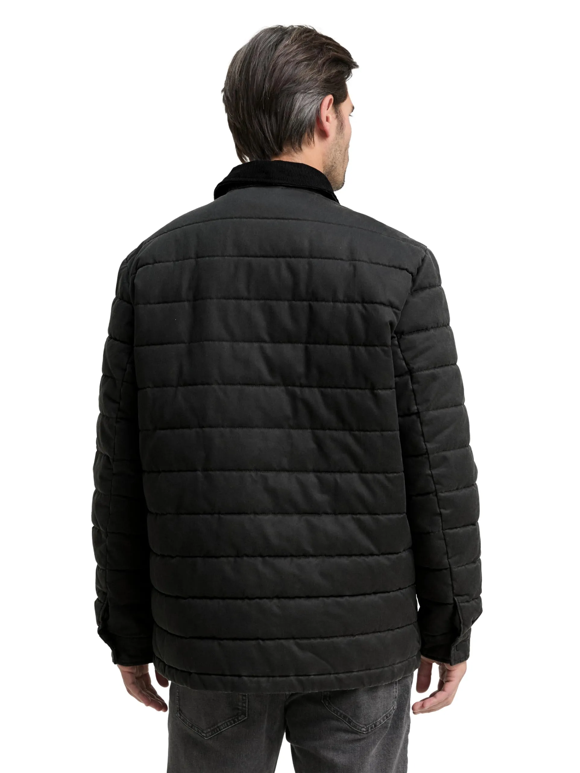 Tom Tailor Giacca da Uomo 1048277 Black Grey Melange, L - immagine 3