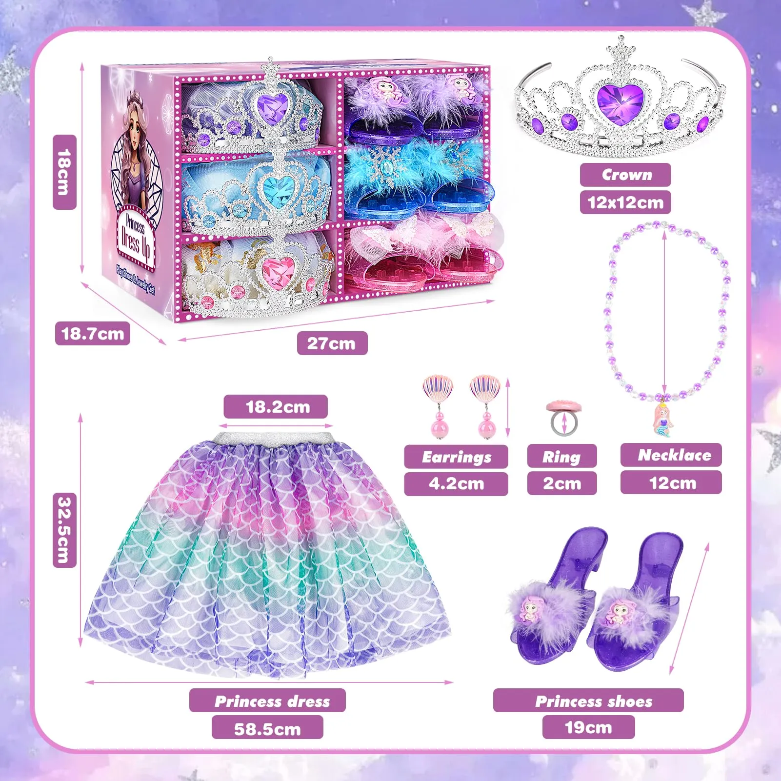 Dreamon Costume da Principessa per Bambina con Scarpe e Accessori, Età 3-6 Anni - immagine 2