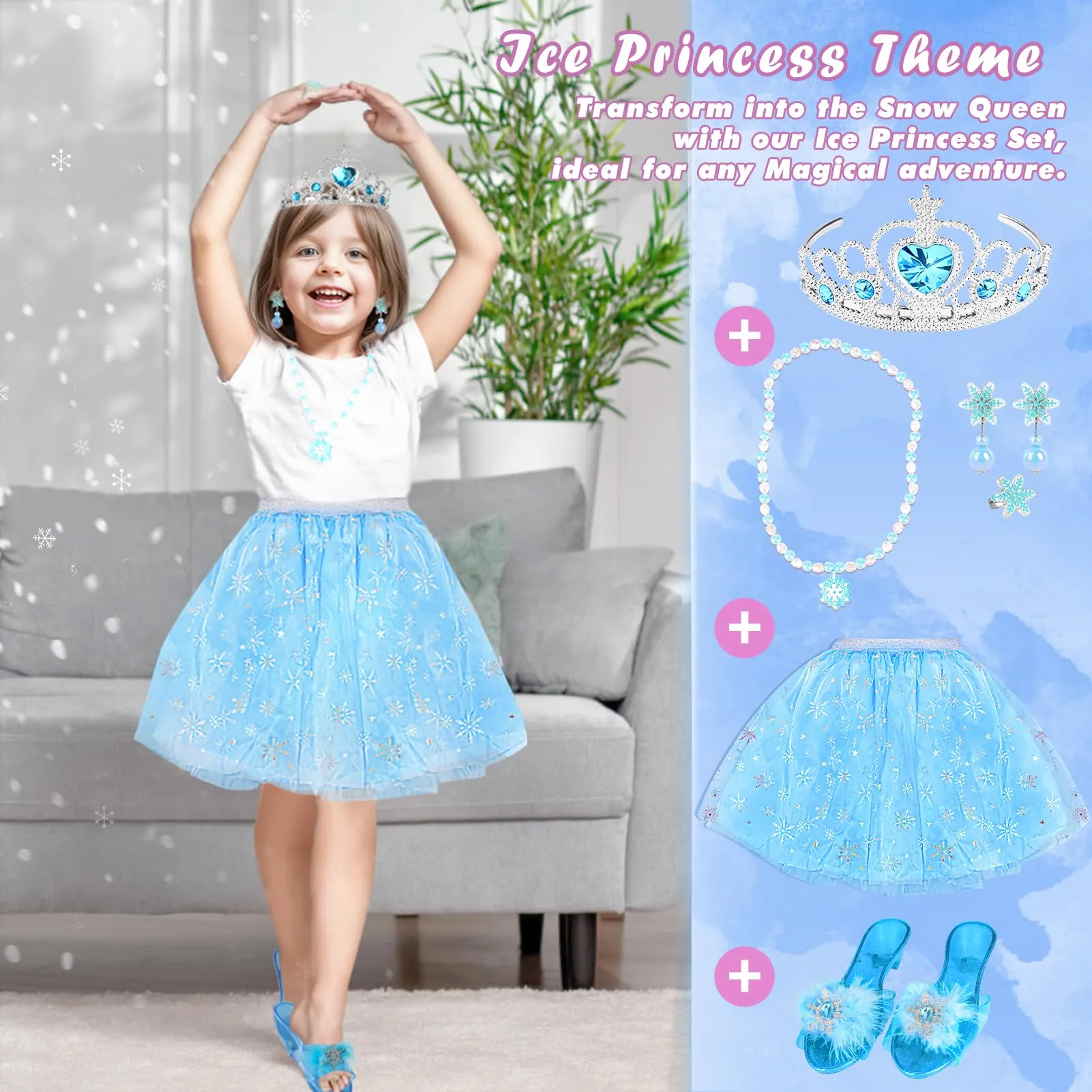 Dreamon Costume da Principessa per Bambina con Scarpe e Accessori, Età 3-6 Anni - immagine 5