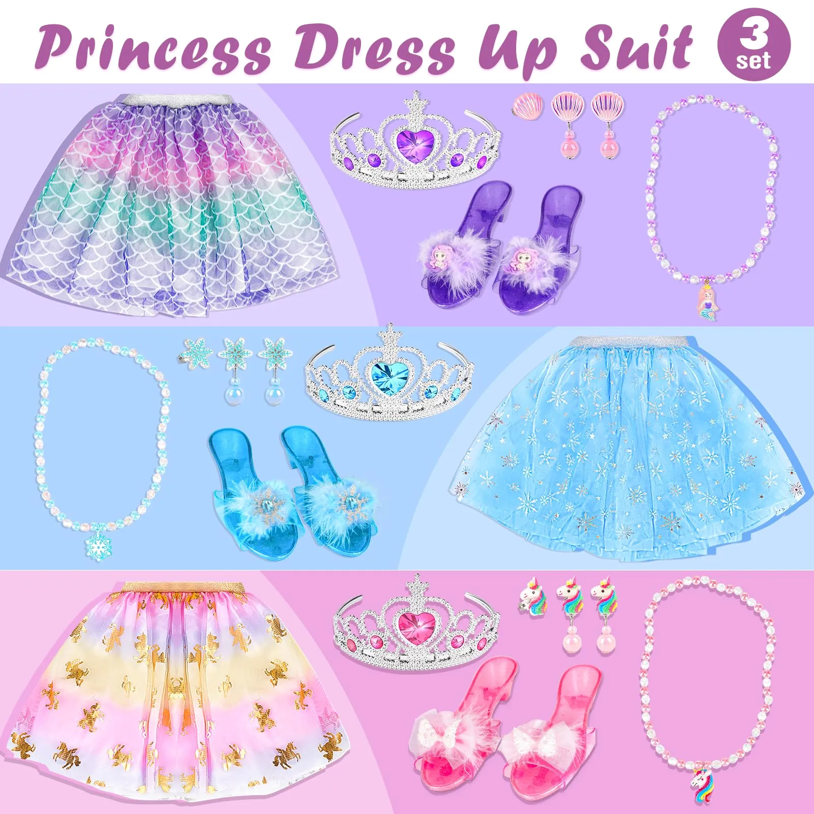 Dreamon Costume da Principessa per Bambina con Scarpe e Accessori, Età 3-6 Anni - immagine 6