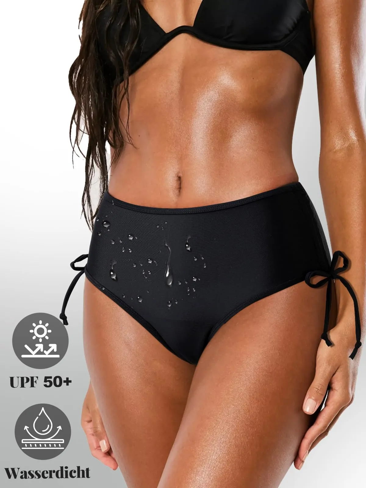 Comfyouth Costume da bagno per il ciclo da donna a vita alta, 4 strati a prova di perdite, Nero - immagine 4