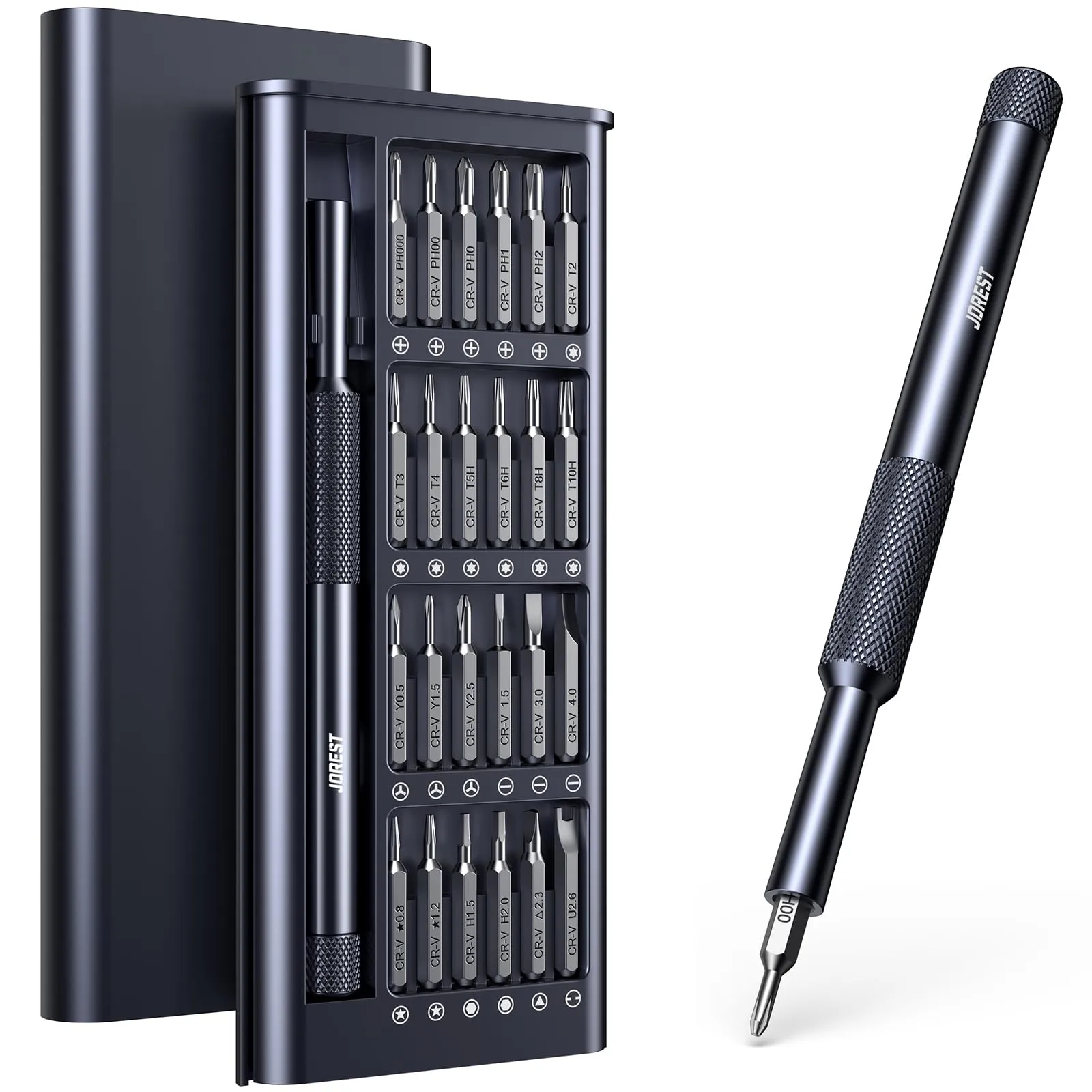 Jorest 25-in-1 Precision Screwdriver Set, Magnetic Repair Kit for MacBook, iPhone, Switch, Glasses, Watch, PS4, PS5, Xbox, Bike, Toy - immagine 1
