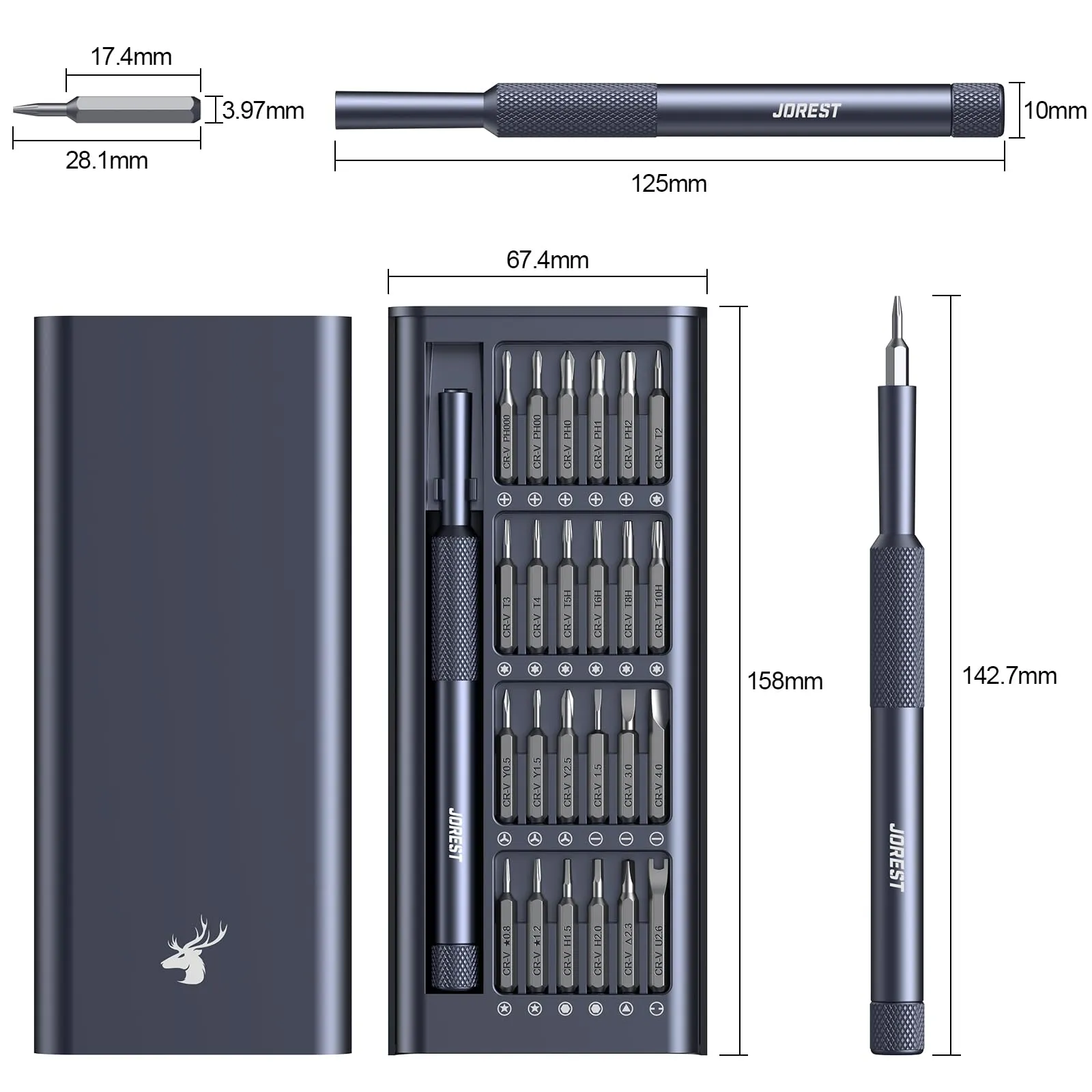 Jorest 25-in-1 Precision Screwdriver Set, Magnetic Repair Kit for MacBook, iPhone, Switch, Glasses, Watch, PS4, PS5, Xbox, Bike, Toy - immagine 2