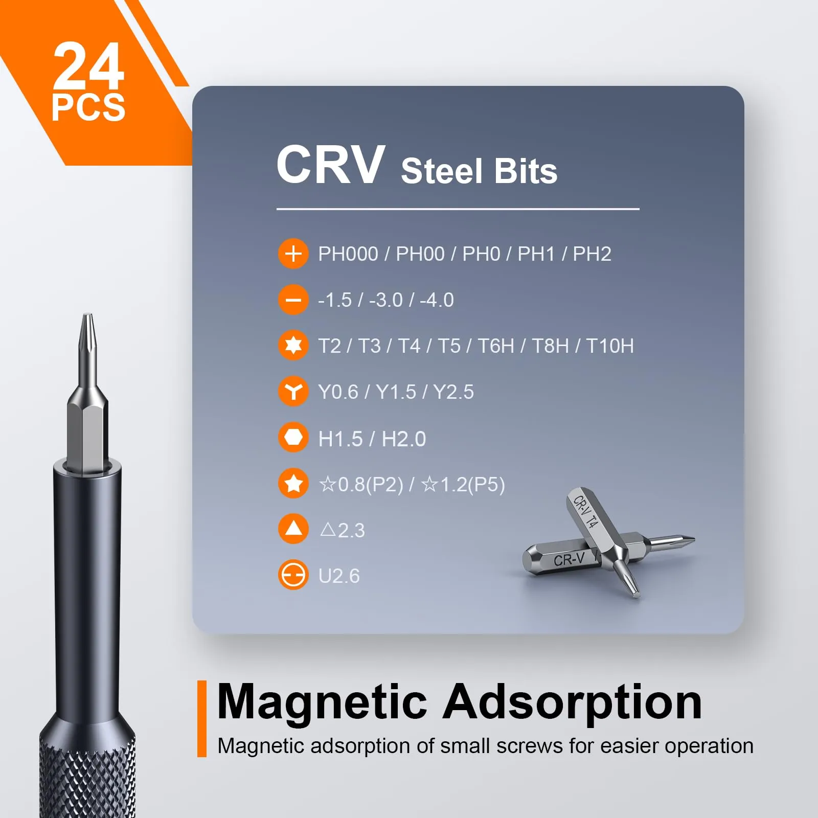 Jorest 25-in-1 Precision Screwdriver Set, Magnetic Repair Kit for MacBook, iPhone, Switch, Glasses, Watch, PS4, PS5, Xbox, Bike, Toy - immagine 3