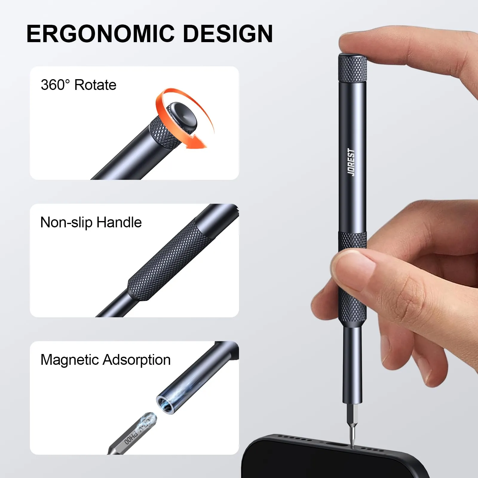 Jorest 25-in-1 Precision Screwdriver Set, Magnetic Repair Kit for MacBook, iPhone, Switch, Glasses, Watch, PS4, PS5, Xbox, Bike, Toy - immagine 4