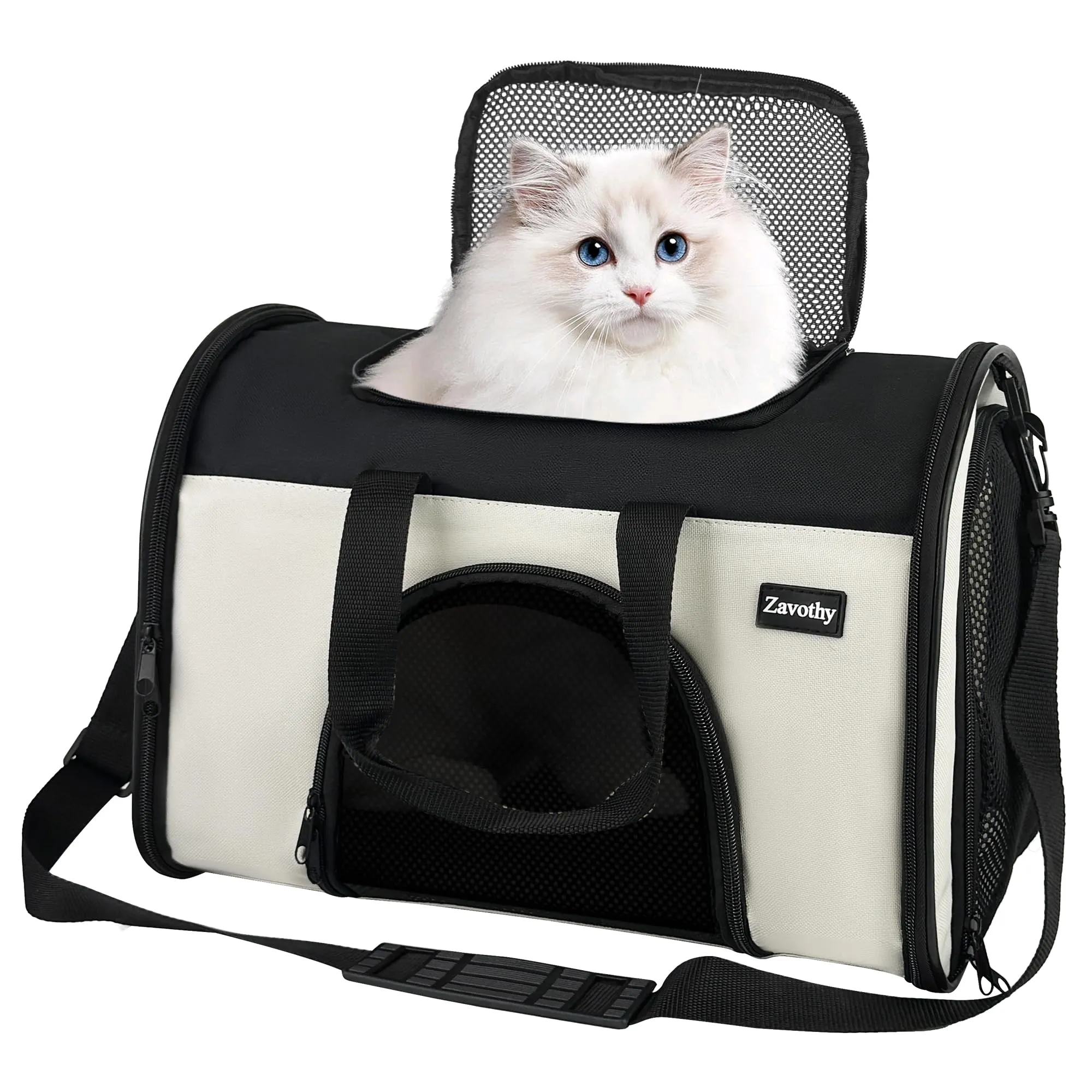 Zavothy Borsa Trasporto per Gatti e Cani, Traspirante e Pieghevole con Tracolla Regolabile e Materasso Rimovibile, S, Beige - immagine 1