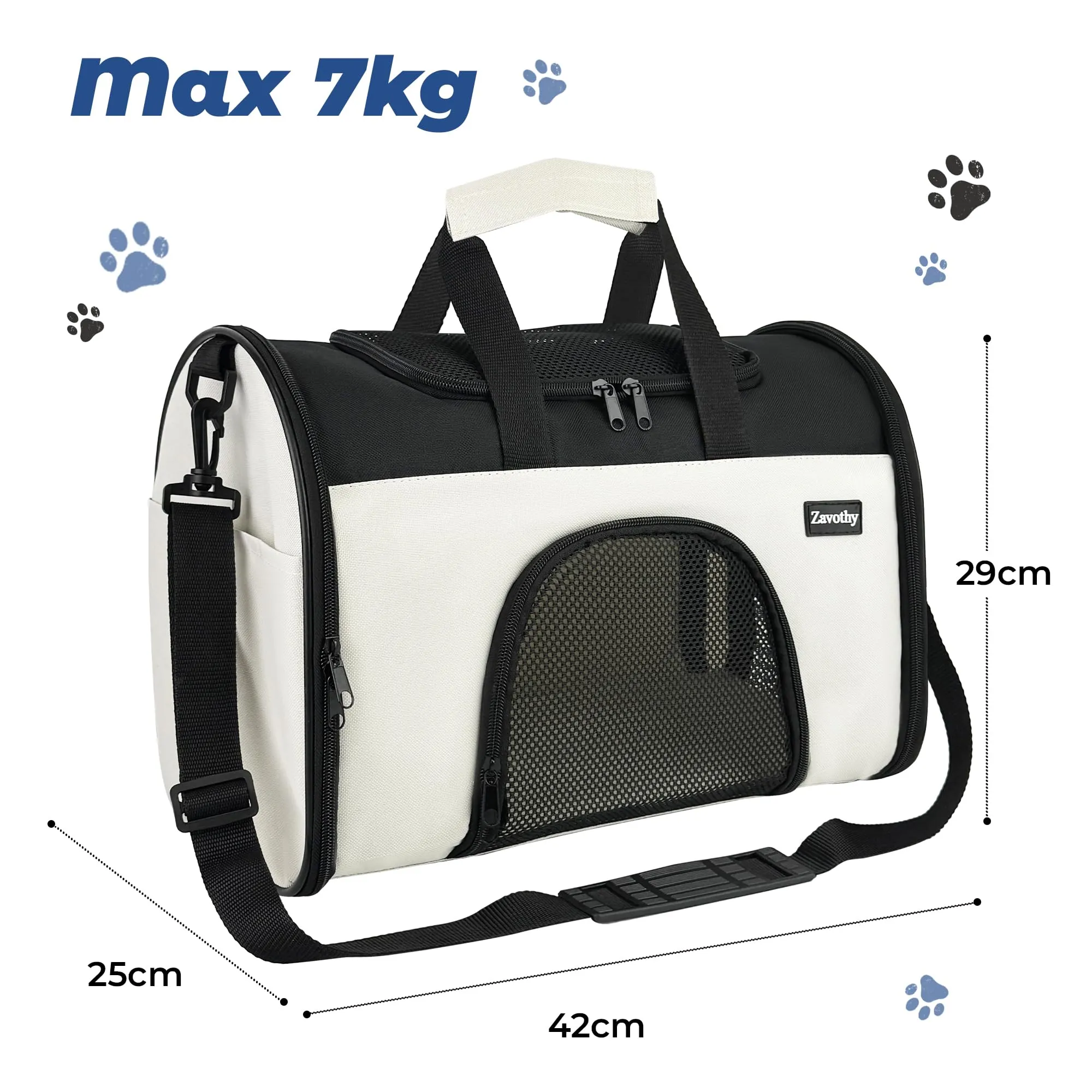 Zavothy Borsa Trasporto per Gatti e Cani, Traspirante e Pieghevole con Tracolla Regolabile e Materasso Rimovibile, S, Beige - immagine 2