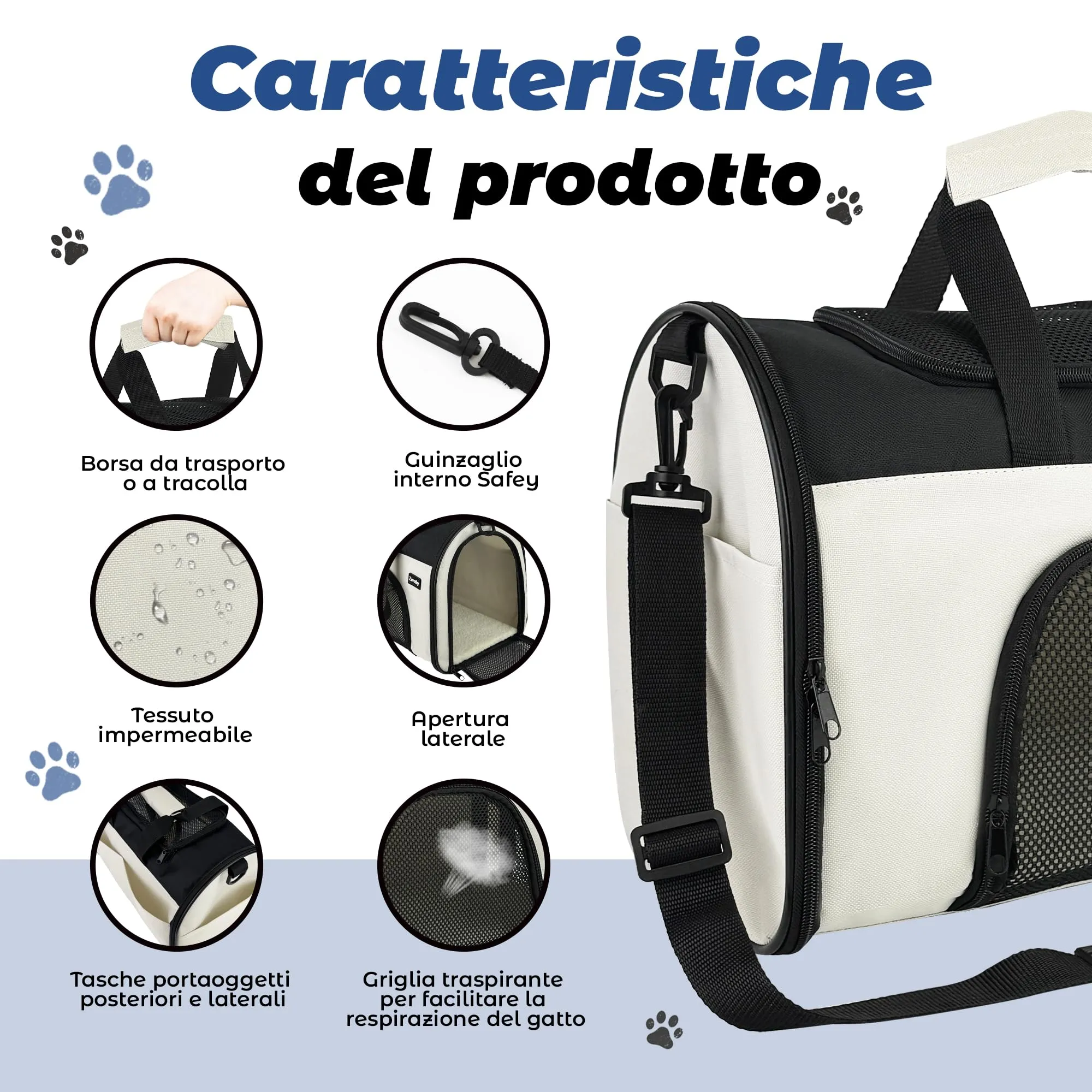 Zavothy Borsa Trasporto per Gatti e Cani, Traspirante e Pieghevole con Tracolla Regolabile e Materasso Rimovibile, S, Beige - immagine 3