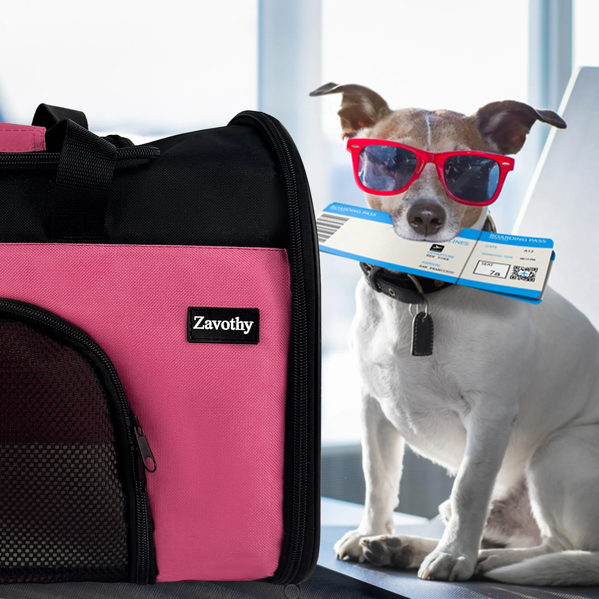 Zavothy Borsa per il Trasporto per Gatti e Cani, Traspirante e Pieghevole con Tracolla Regolabile e Materasso Rimovibile, S, Rosa - immagine 9