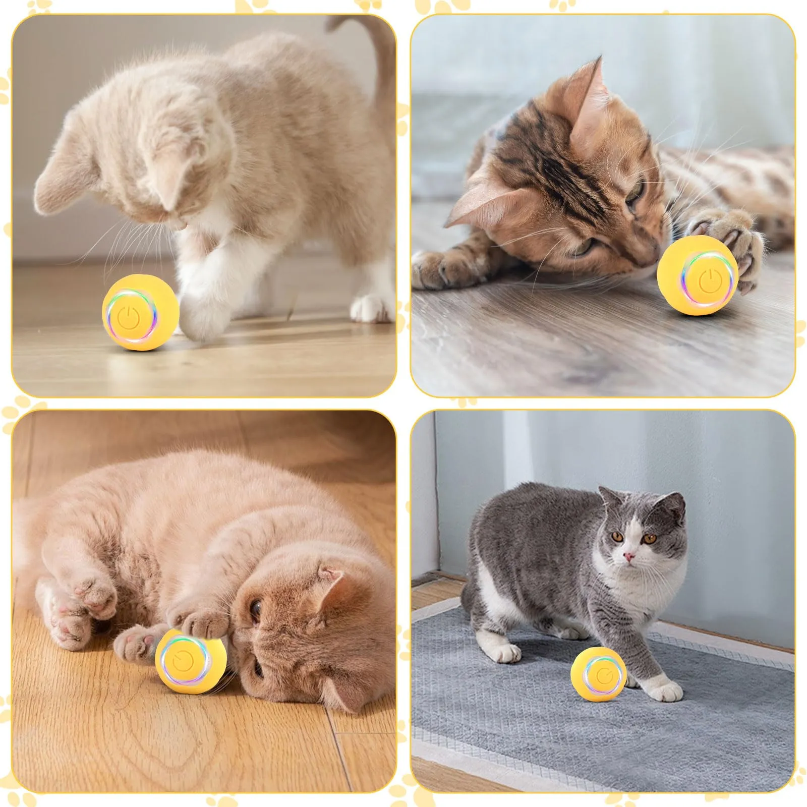 KEWUZY Palla Giocattolo Intelligente per Gatti con Luci LED, Automatica, Ricaricabile Tipo C, 2 Modalità - immagine 7
