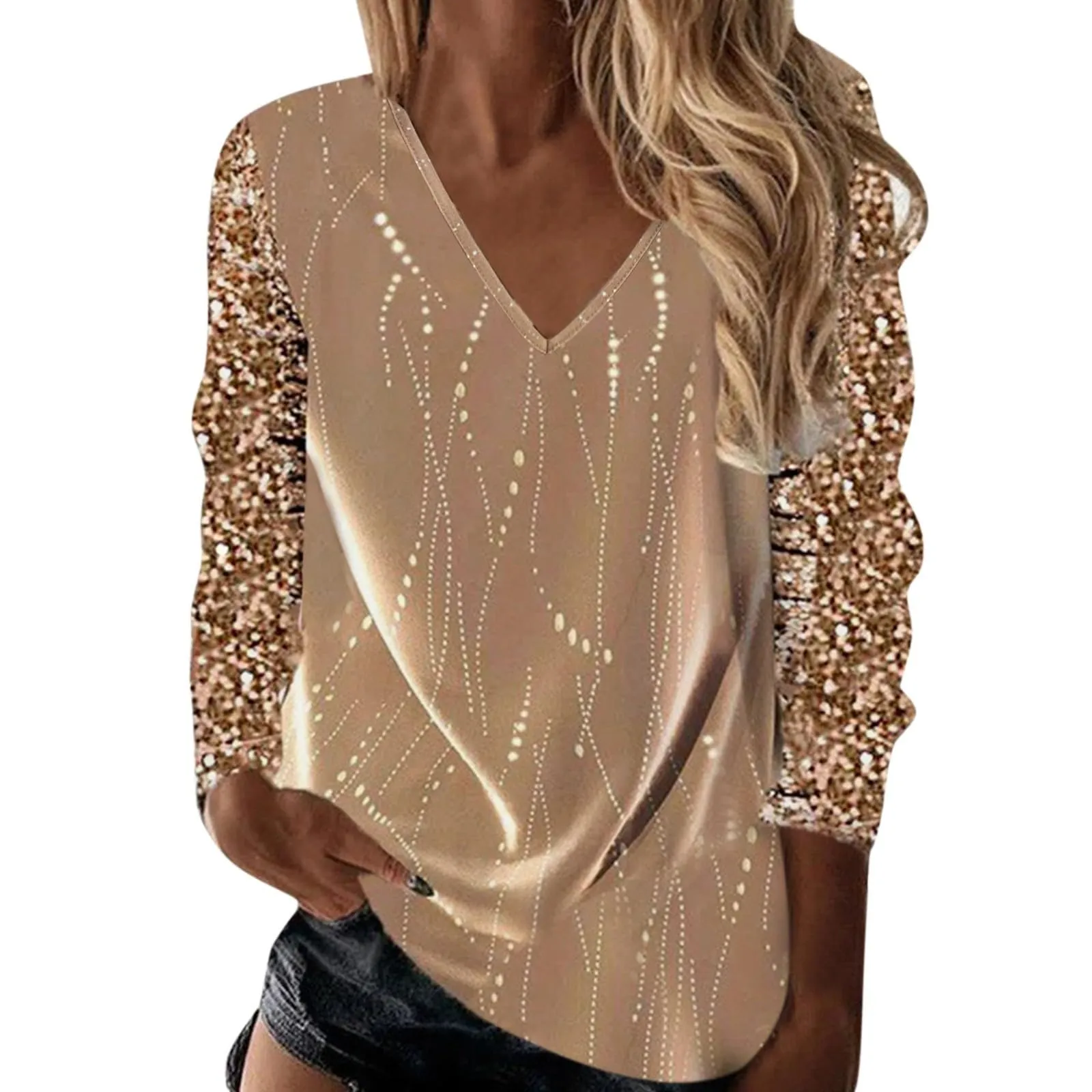 Uwdiohq Camicia Bianca Donna Cotone Oro 3XL - immagine 1