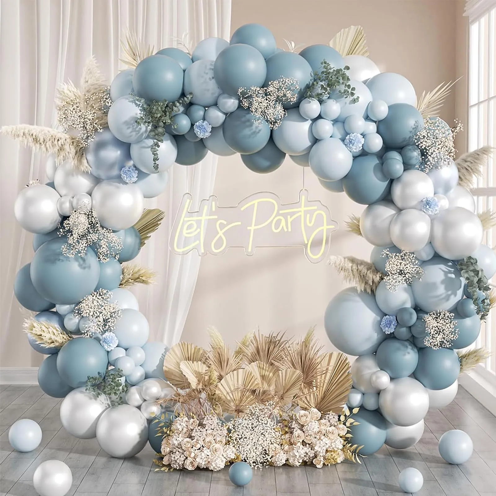 Frigg Kit Arco di Palloncini Blu e Argento, 133 Pezzi per Compleanno, Baby Shower e Matrimonio - immagine 1