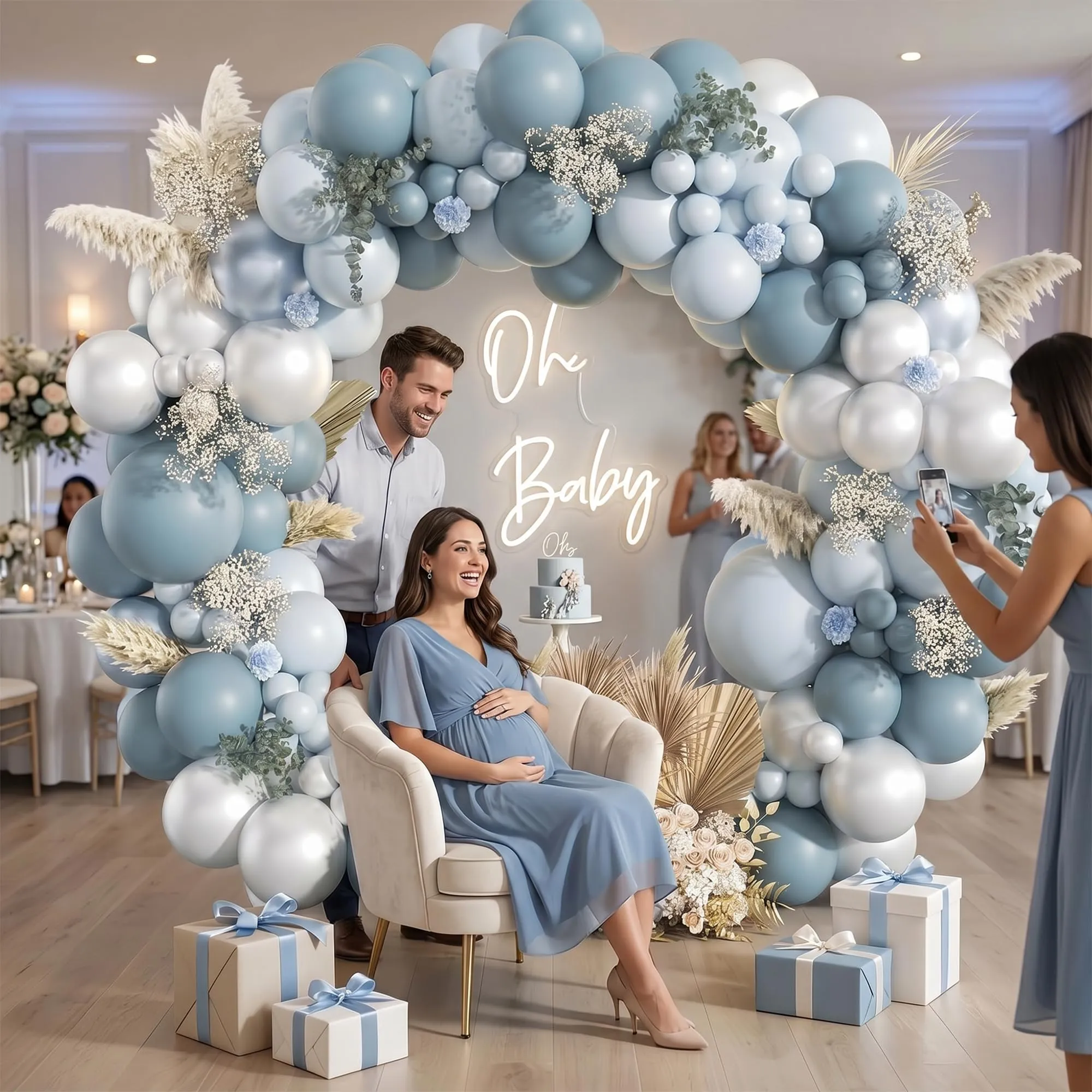 Frigg Kit Arco di Palloncini Blu e Argento, 133 Pezzi per Compleanno, Baby Shower e Matrimonio - immagine 3