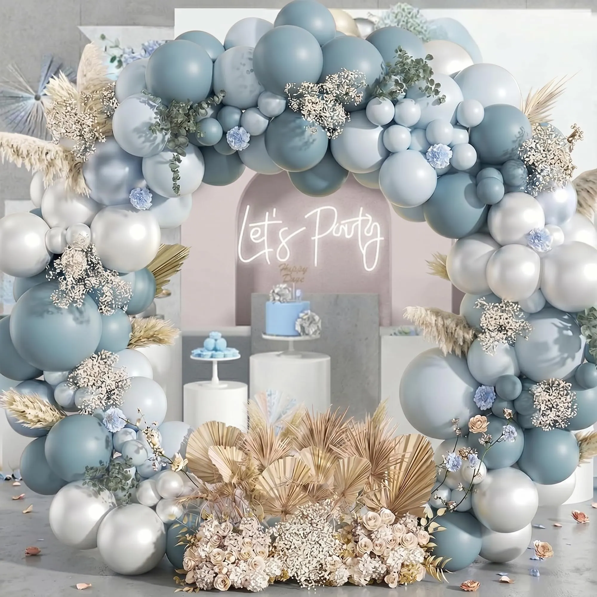 Frigg Kit Arco di Palloncini Blu e Argento, 133 Pezzi per Compleanno, Baby Shower e Matrimonio - immagine 5