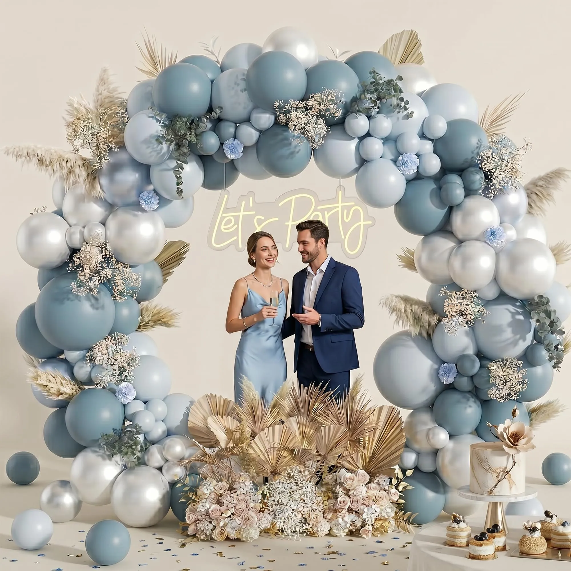 Frigg Kit Arco di Palloncini Blu e Argento, 133 Pezzi per Compleanno, Baby Shower e Matrimonio - immagine 6