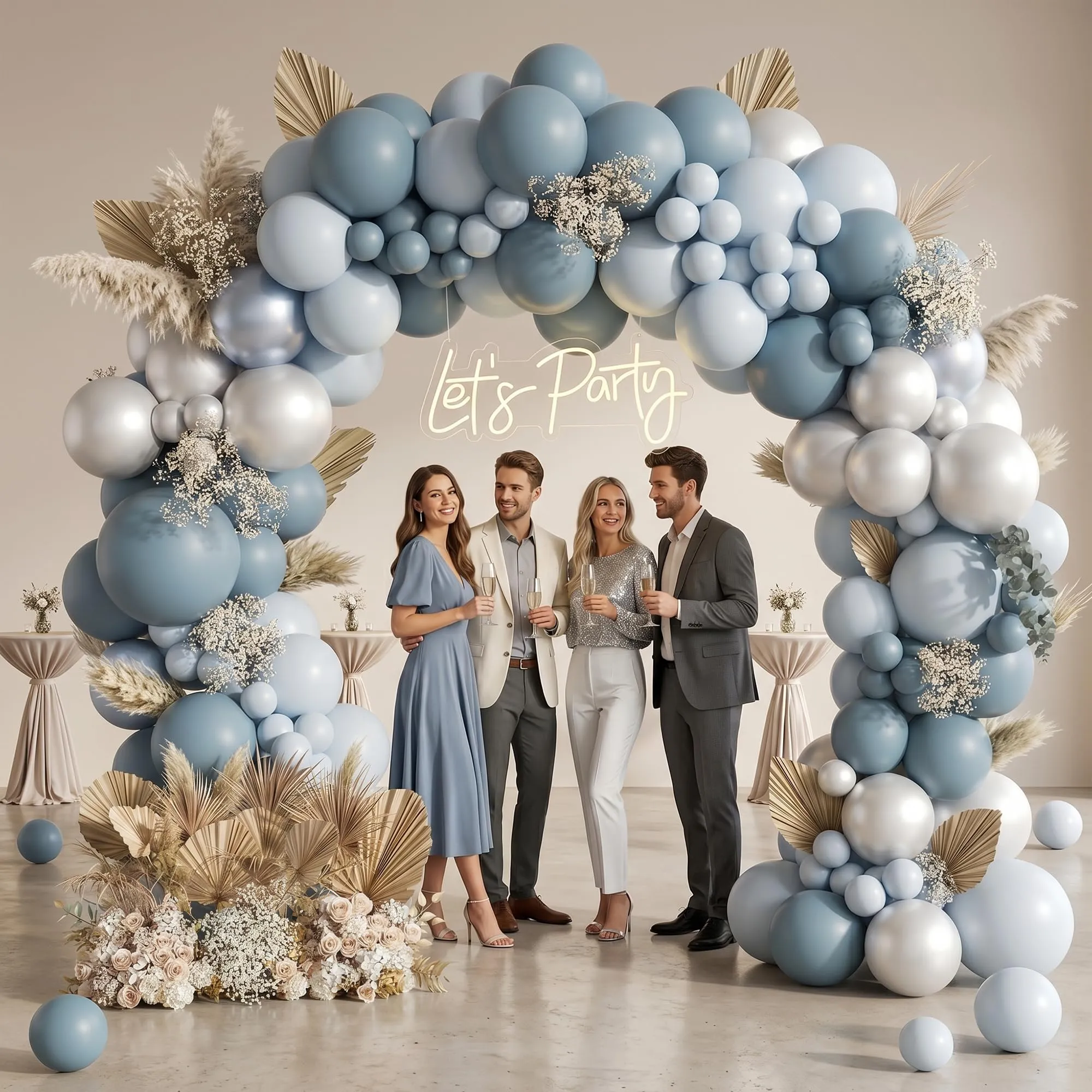 Frigg Kit Arco di Palloncini Blu e Argento, 133 Pezzi per Compleanno, Baby Shower e Matrimonio - immagine 7