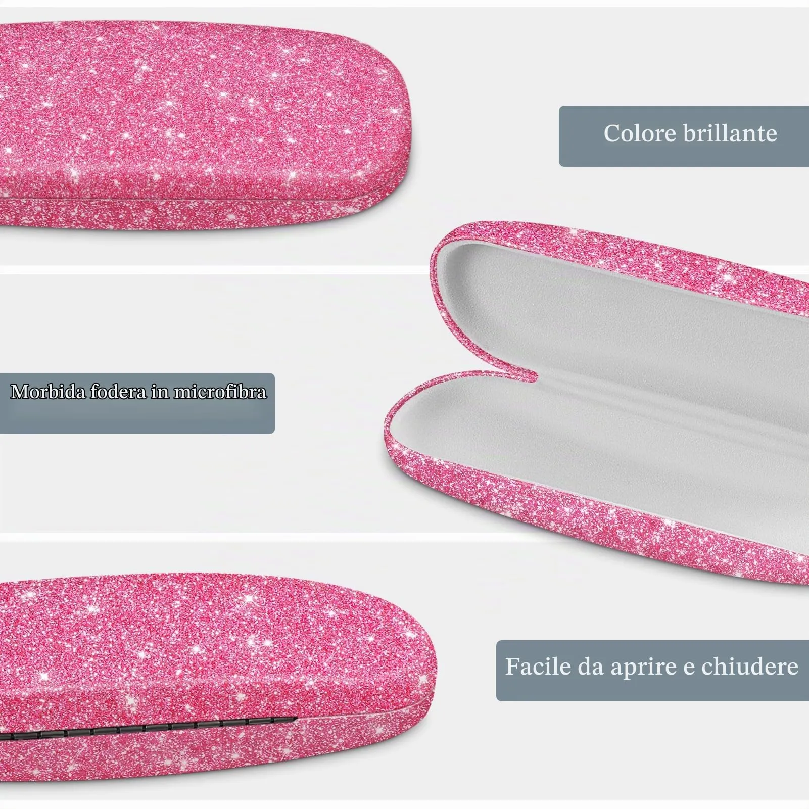 FINTIE Custodia Rigida per Occhiali da Vista, Rosa Scintillante - immagine 5