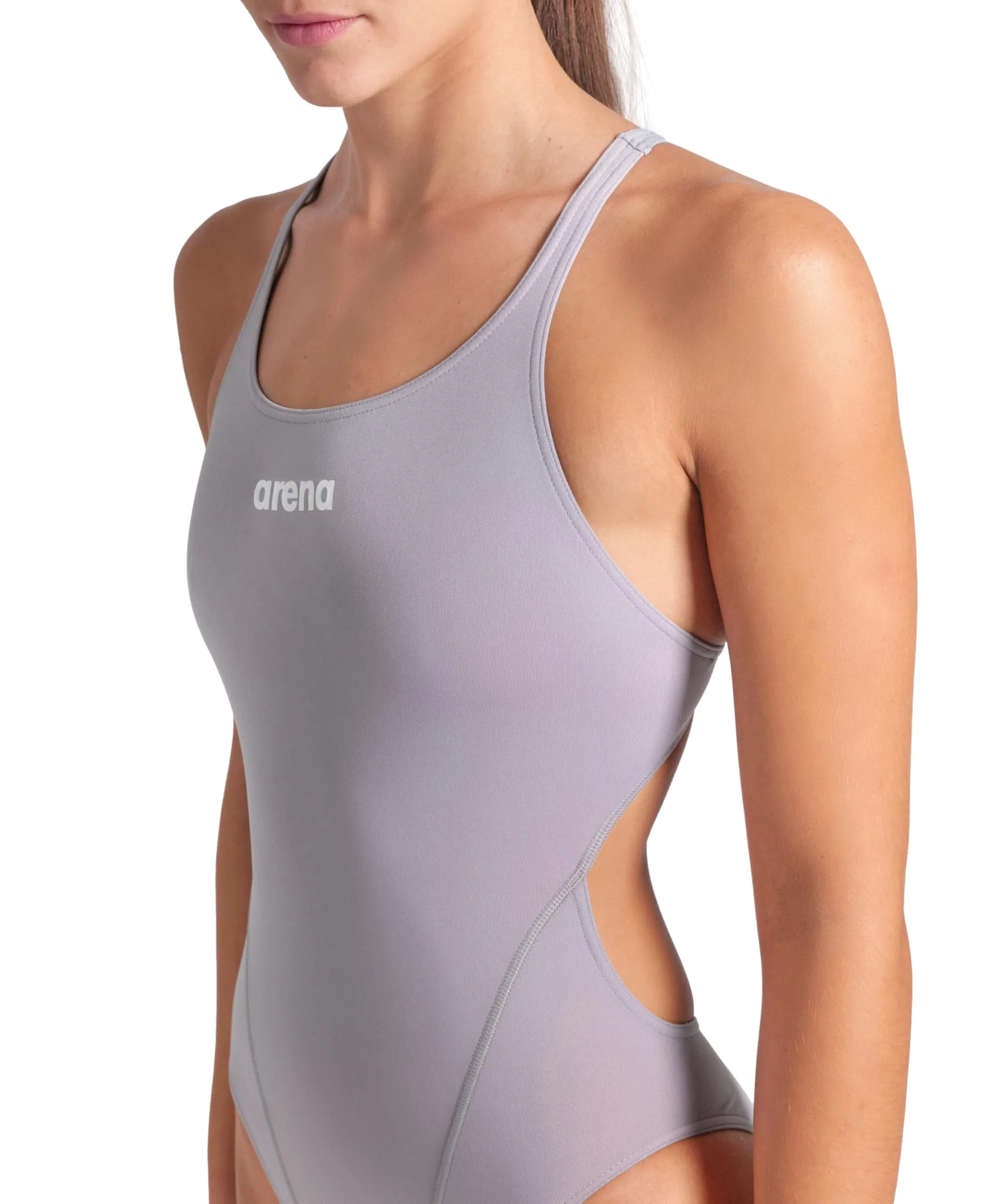 Arena Solid Swim Tech Team Costume Intero Donna MaxLife - Schiuma di mare/Bianco - immagine 5