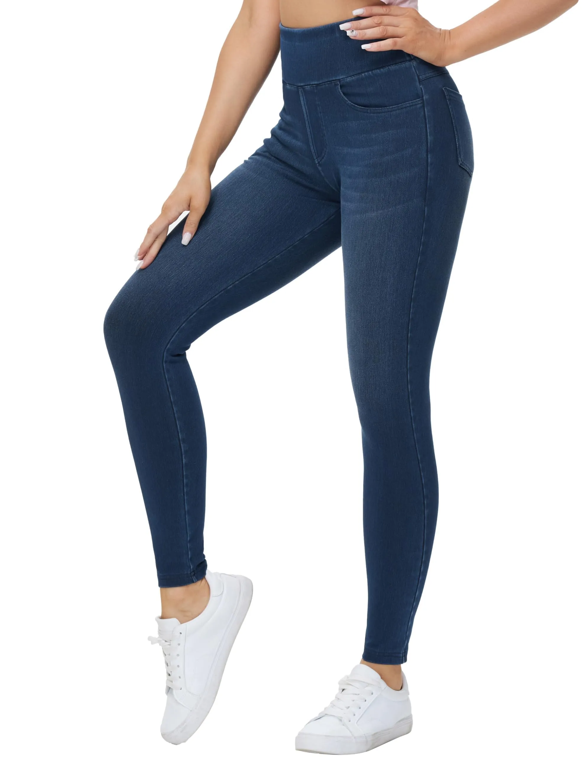 The Gym People Jeggings Donna Vita Alta Jeans Skinny Stretch con Tasche - immagine 1