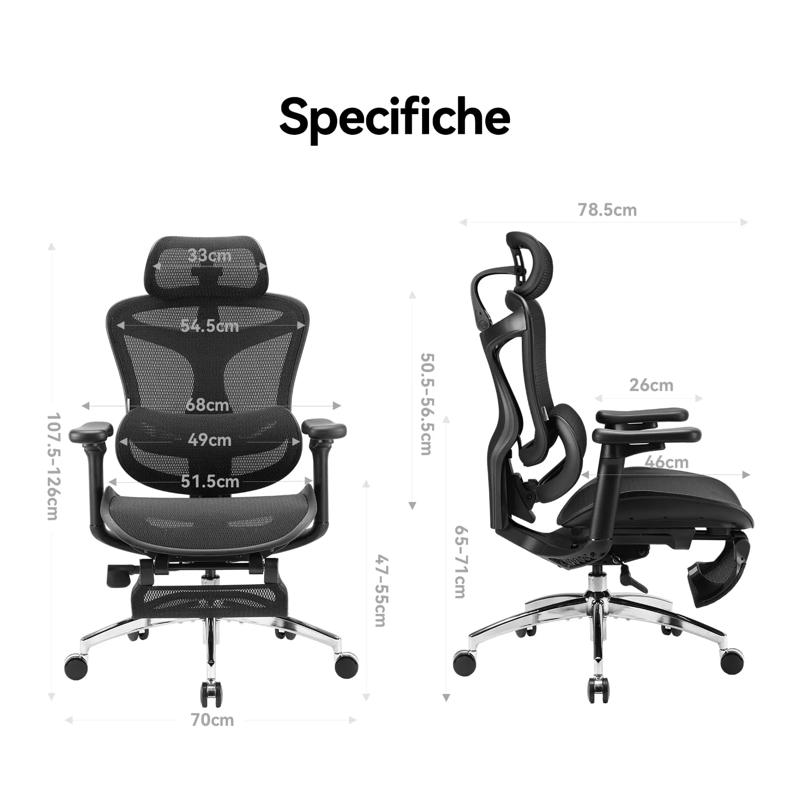 SIHOO Doro C300 Sedia da Ufficio Ergonomica con Supporto Lombare Dinamico, Braccioli 3D e Poggiapiedi, Nero (150kg) - immagine 2