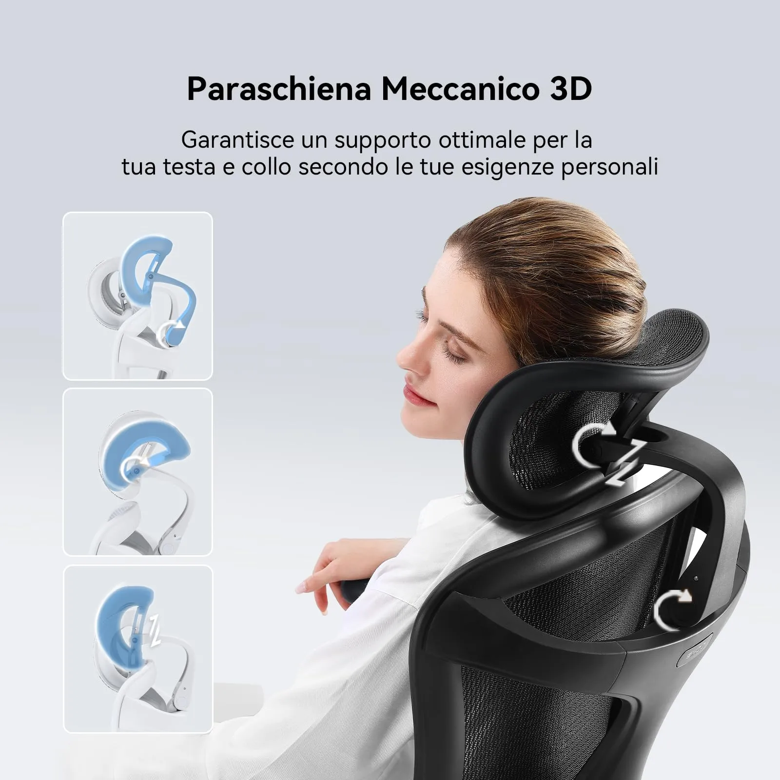 SIHOO Doro C300 Sedia da Ufficio Ergonomica con Supporto Lombare Dinamico, Braccioli 3D e Poggiapiedi, Nero (150kg) - immagine 8