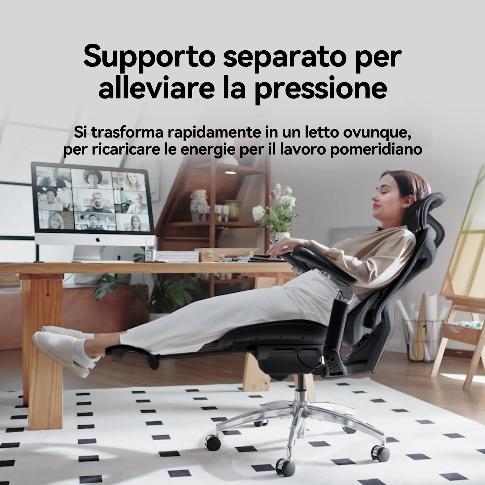 SIHOO Doro C300 Sedia da Ufficio Ergonomica con Supporto Lombare Dinamico, Braccioli 3D e Poggiapiedi, Nero (150kg) - immagine 10