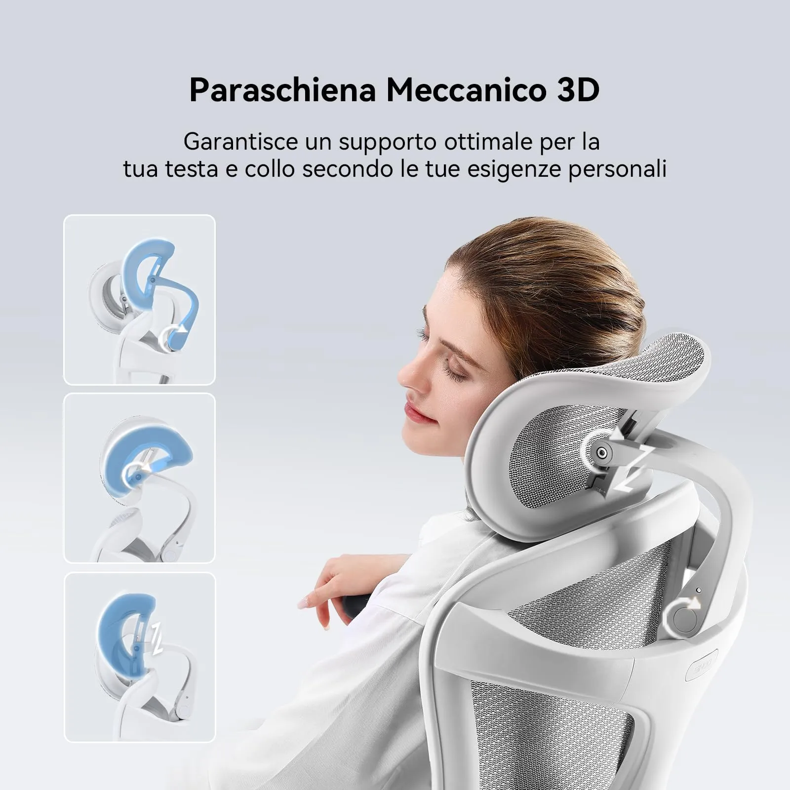 SIHOO DORO-C300L-A3-102-JT Sedia Ufficio Ergonomica Reclinabile con Poggiapiedi, Braccioli 4D e Supporto Lombare, Bianco - immagine 5