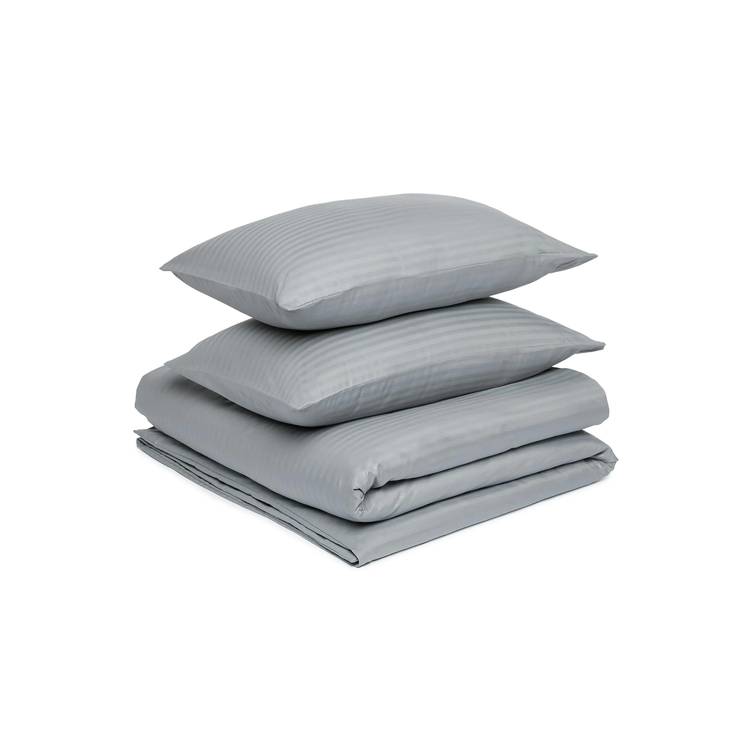 Amazon Basics Set Copripiumino Matrimoniale in Microfibra, 3 Pezzi, 240 x 220 cm, Grigio Scuro a Righe - immagine 2