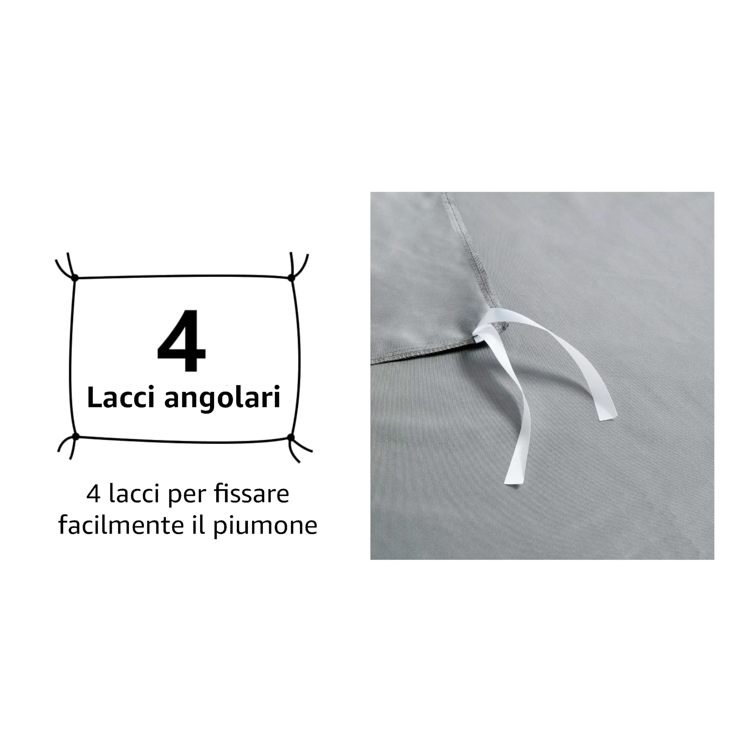 Amazon Basics Set Copripiumino Matrimoniale in Microfibra, 3 Pezzi, 240 x 220 cm, Grigio Scuro a Righe - immagine 3