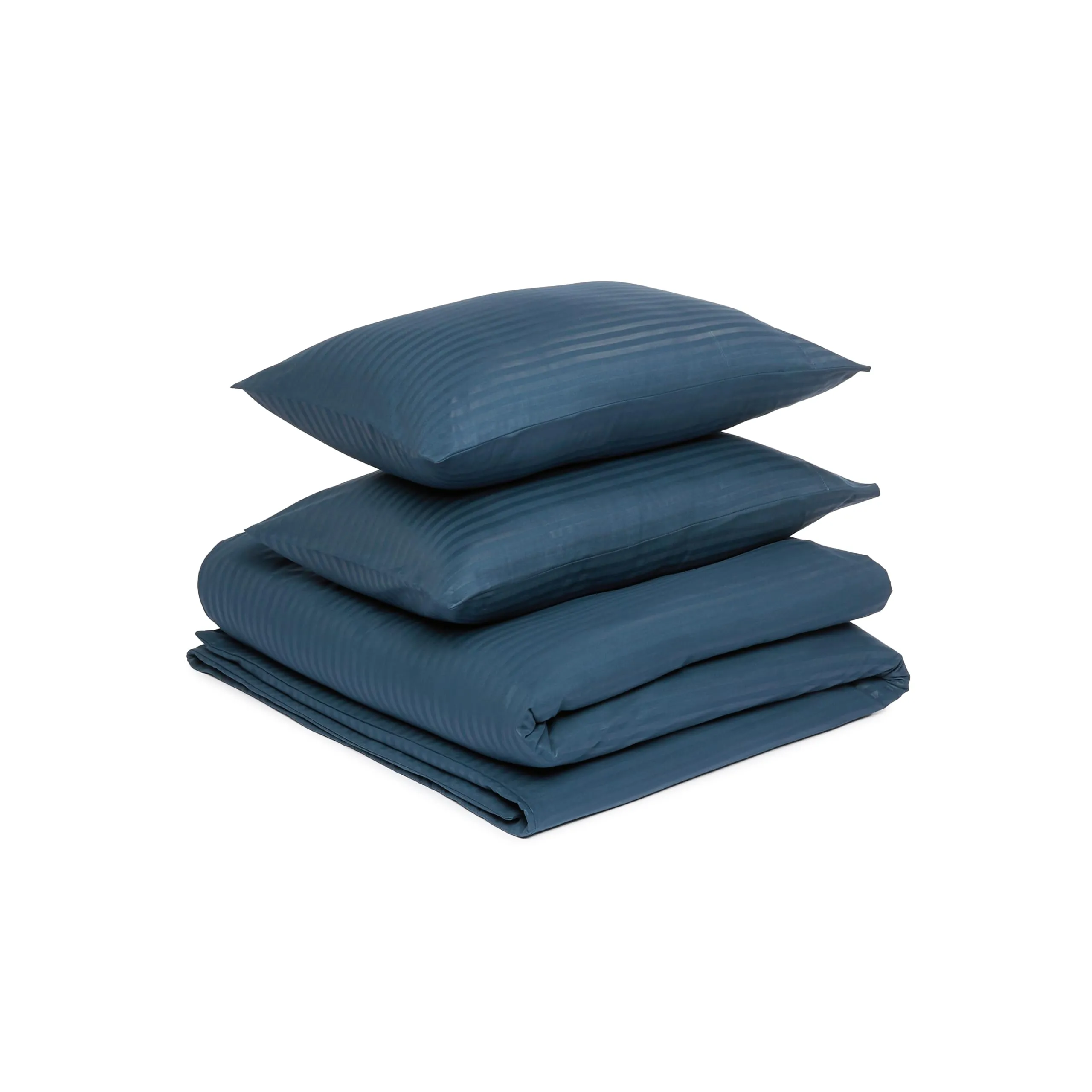 Amazon Basics Set Copripiumino Matrimoniale in Microfibra, 3 Pezzi, 240 x 220 cm, Blu Navy a Righe - immagine 2