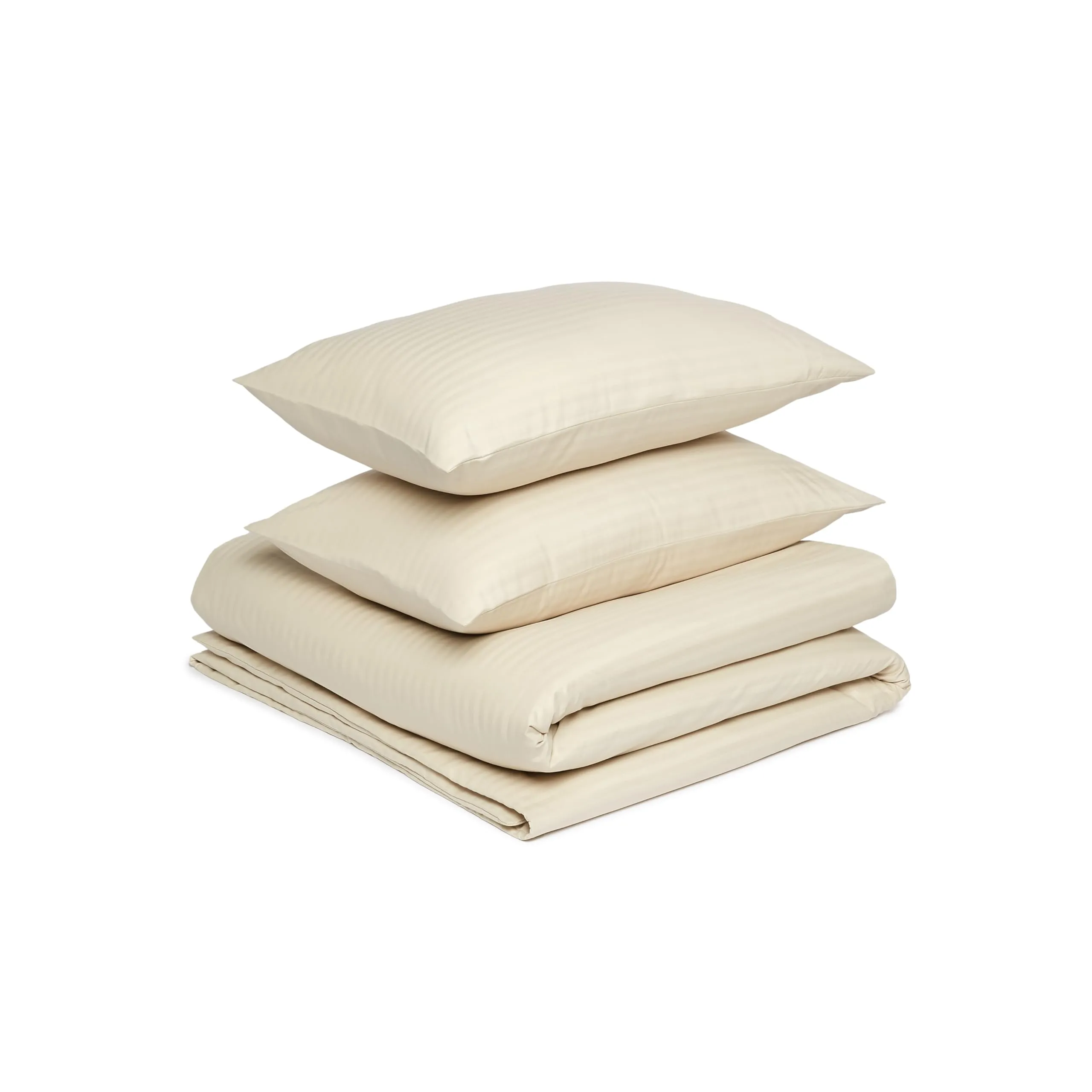 Amazon Basics Set Copripiumino Matrimoniale in Microfibra, 3 Pezzi, 240 x 220 cm, Beige a Righe - immagine 2