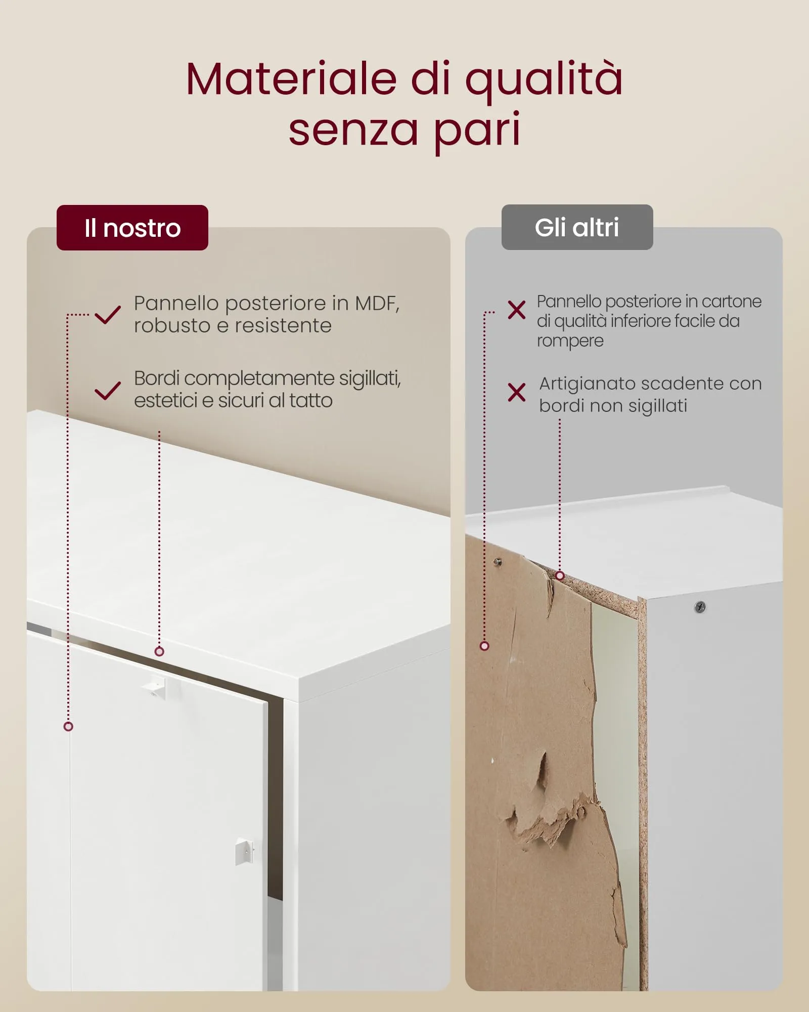 VASAGLE Libreria a 6 Ripiani con Anta, 60 x 24 x 175 cm, Bianco Nuvola - immagine 5