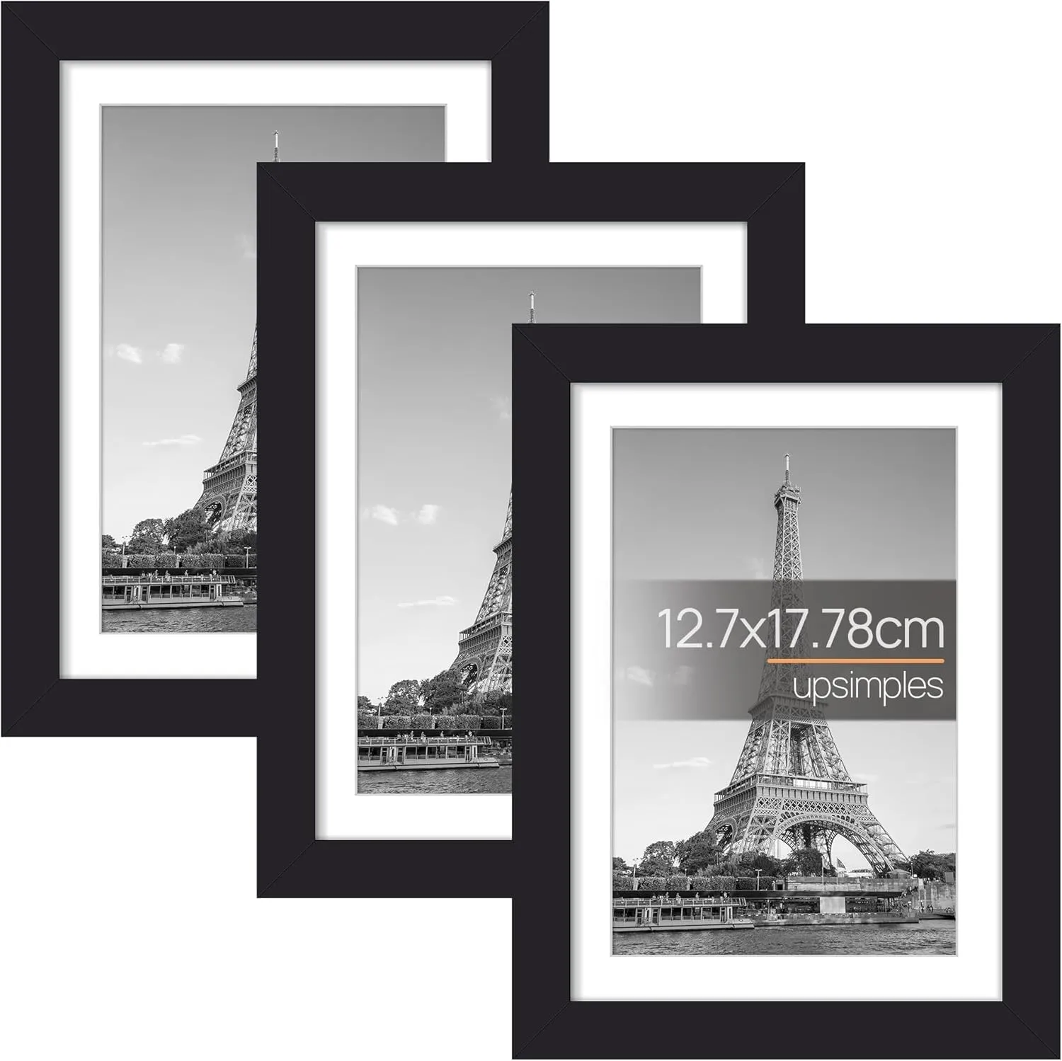 upsimples Cornici Portafoto, Set da 3, 12,7 x 17,78 cm, Nero - immagine 1
