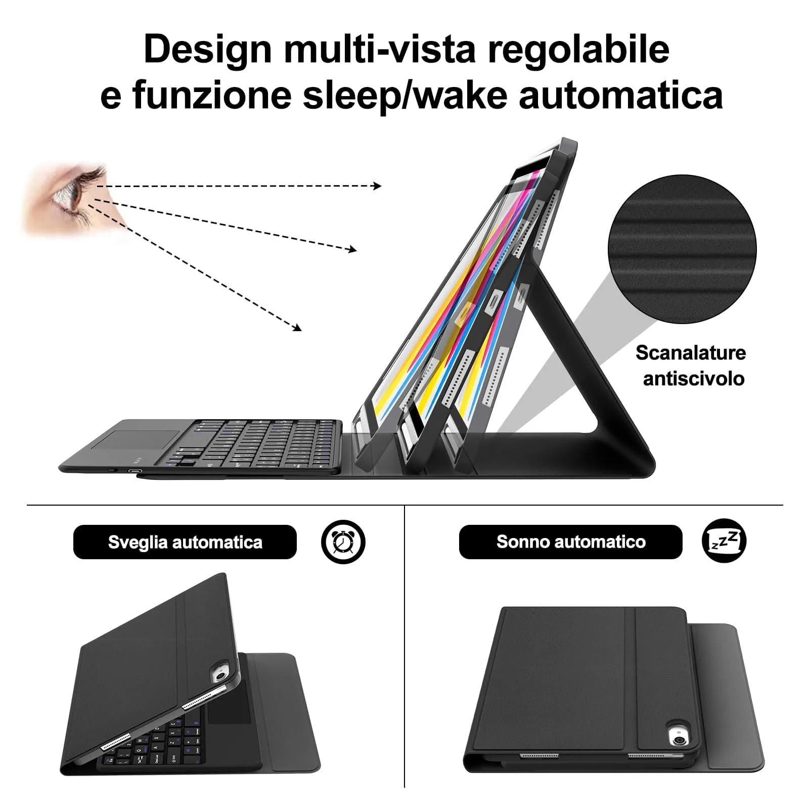 IVEOPPE Tastiera con Touchpad e Custodia per iPad 11 Generazione 11" (2025) e iPad 10 Generazione 10.9" (2022) A16 - immagine 5
