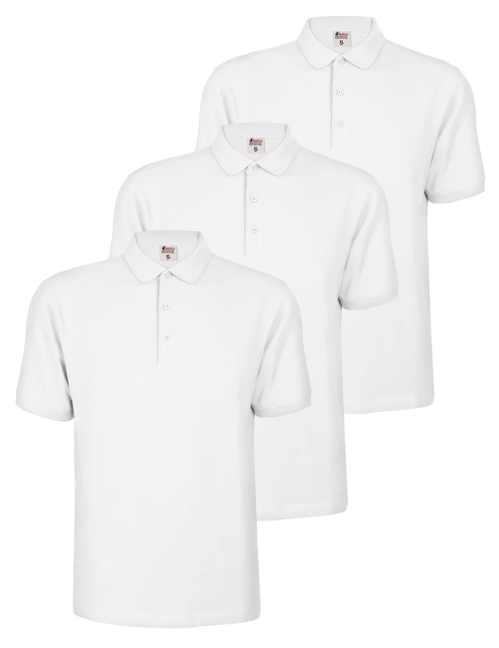 ALPIDEX Maglietta Polo Uomo Manica Corta, Set da 3, Cotone, Bianco, XL - immagine 1