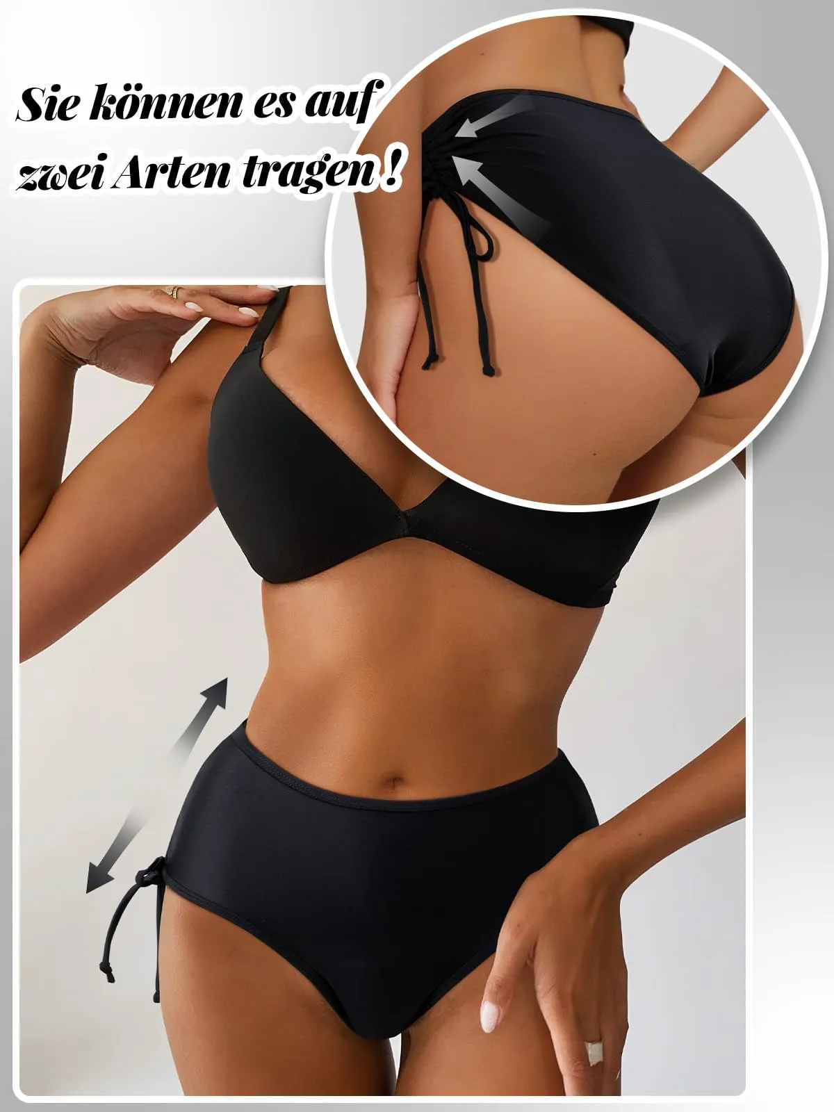 Comfyouth Costume da Bagno Mestruale Donna, Bikini a Vita Alta 4 Strati a Prova di Perdite, Nero - immagine 5
