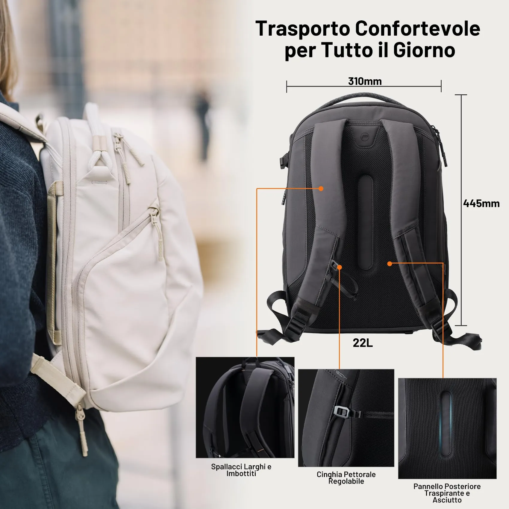 PGYTECH OneGo Lite Zaino Fotografico 22L - Verde Foresta - immagine 5