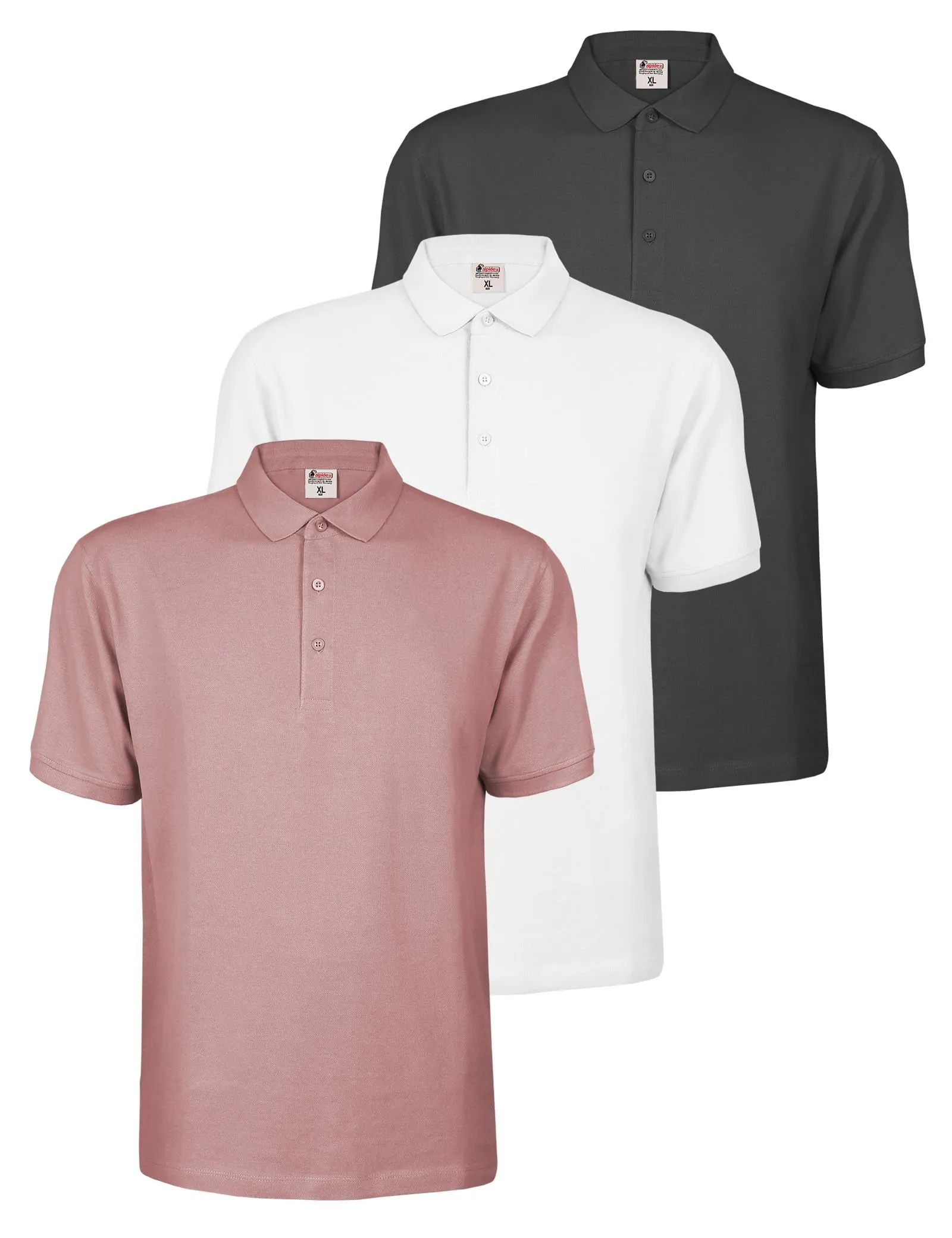ALPIDEX Maglietta Polo Uomo Manica Corta, Set da 3, Cotone, Dawn, XXL - immagine 1