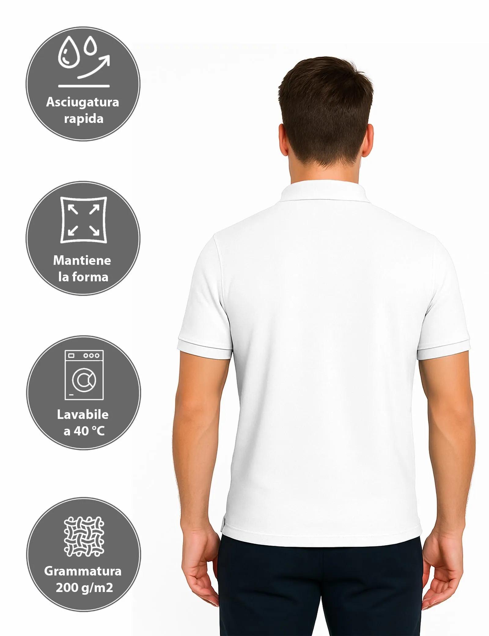 ALPIDEX Maglietta Polo Uomo 5XL Manica Corta Cotone Bianco - immagine 4