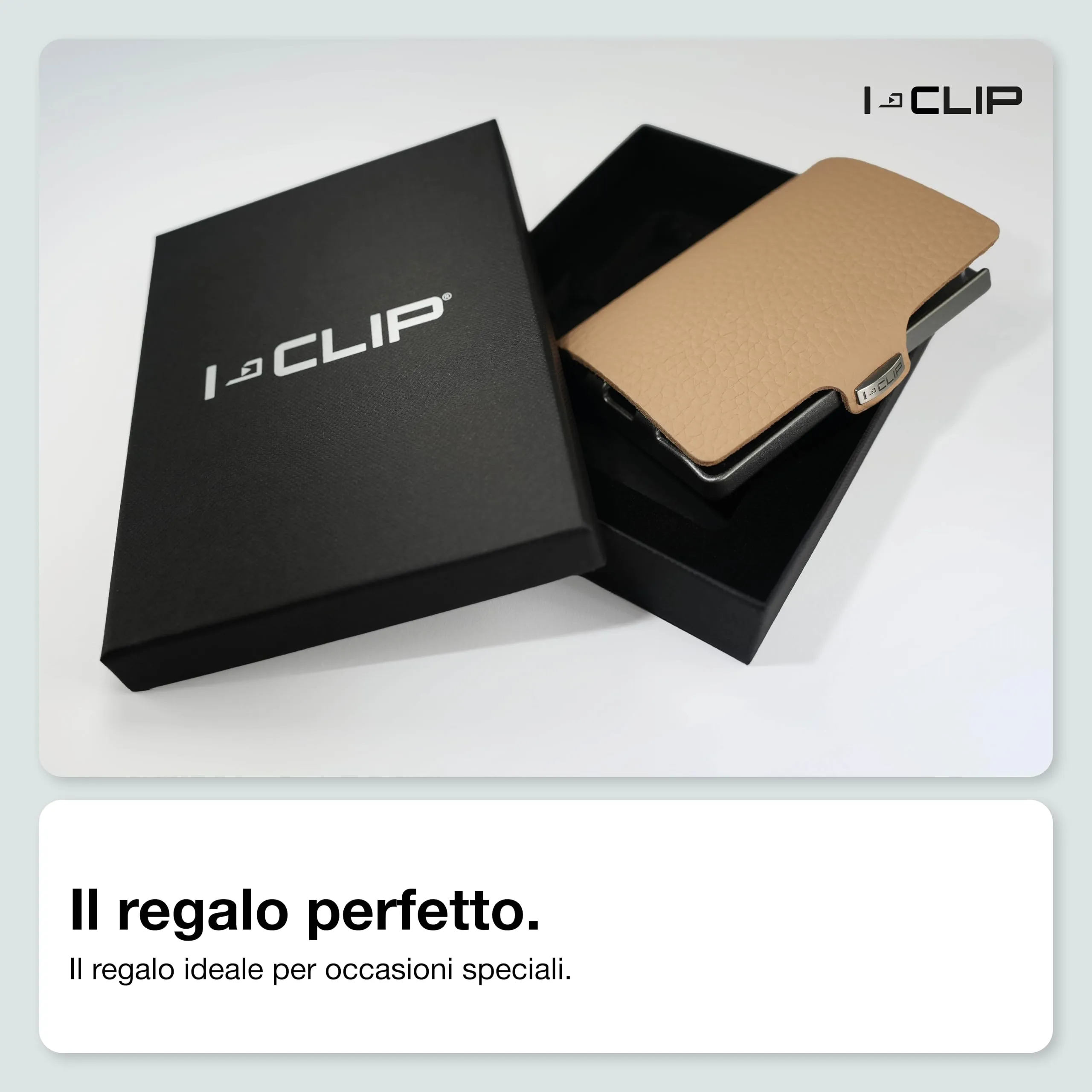 I-CLIP Original Portafoglio Uomo Slim, Mini Wallet fino a 12 Carte, Pelle Martellata Naturale, Telaio Argento - immagine 7