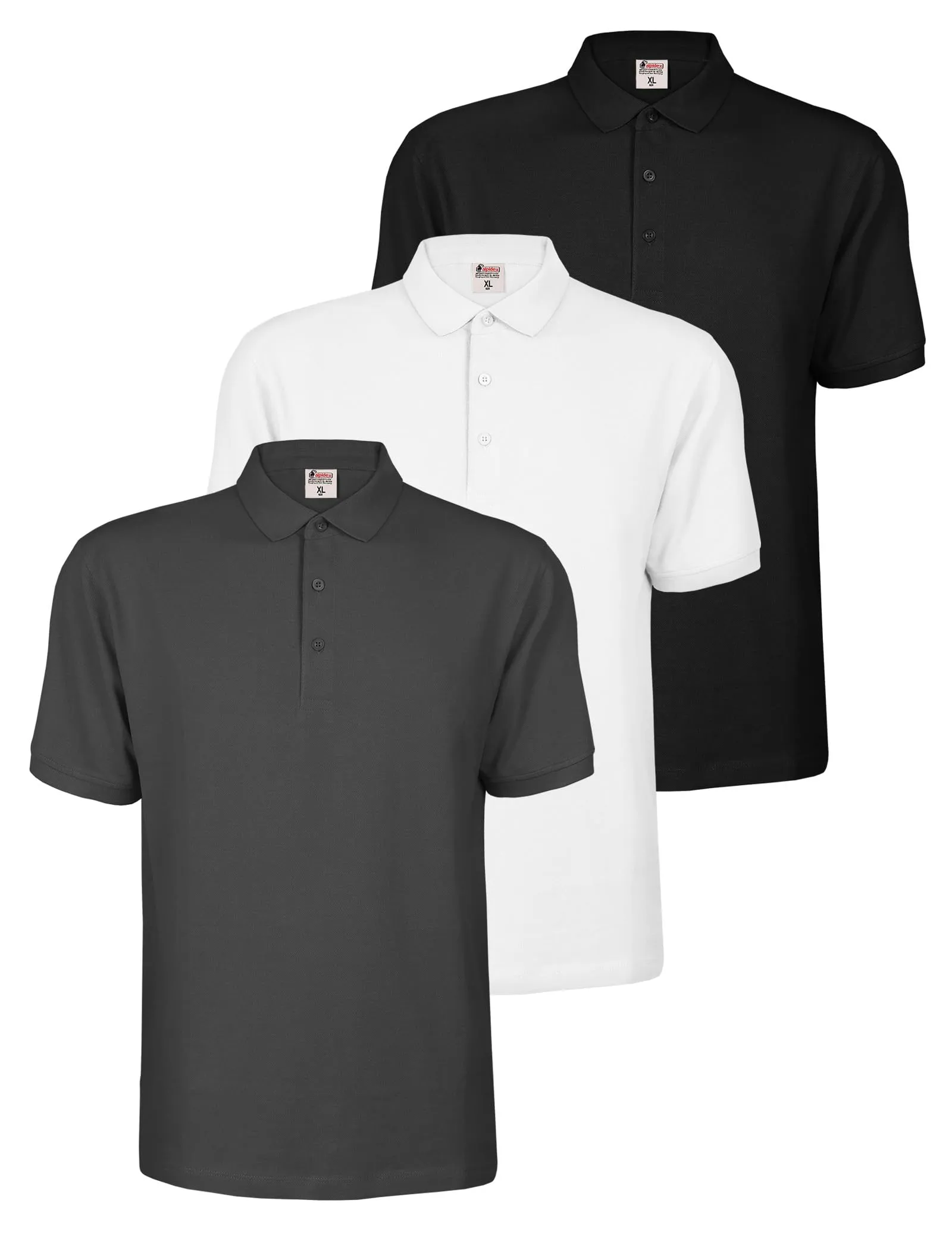 ALPIDEX Maglietta Polo Uomo Manica Corta in Cotone, Set da 3, Storm, XXL - immagine 1